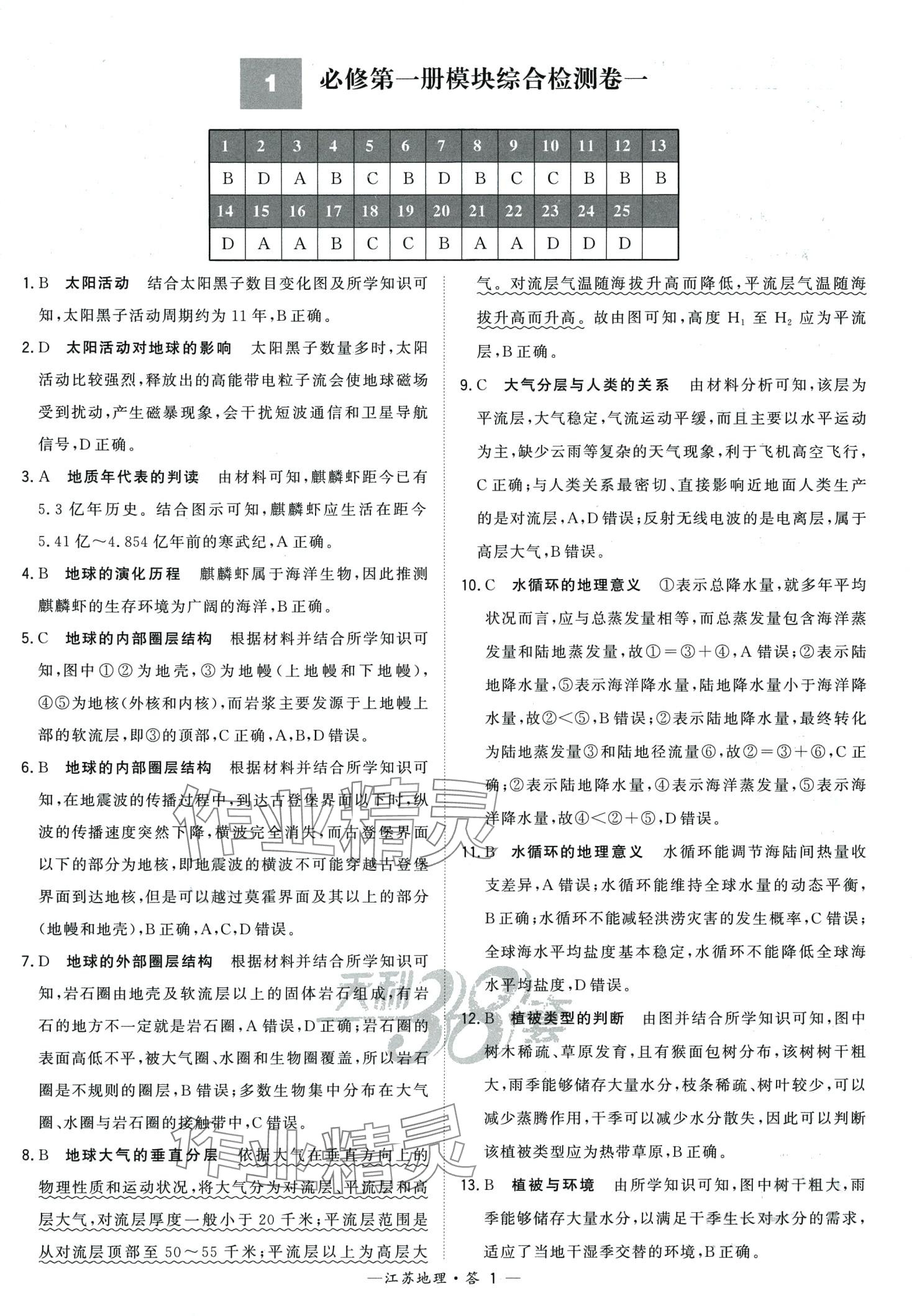 2024年天利38套學(xué)業(yè)水平考試高中地理通用版江蘇專版 第1頁