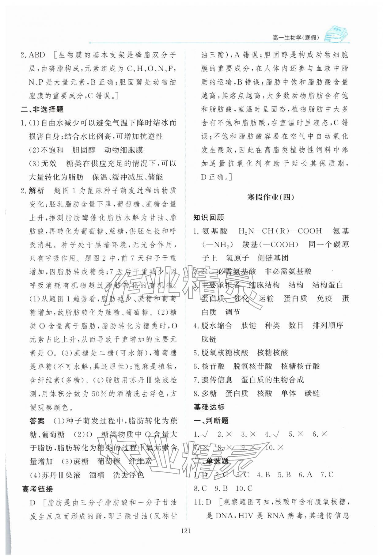 2026年陽(yáng)光假日寒假高一生物&nbsp;第5頁(yè)