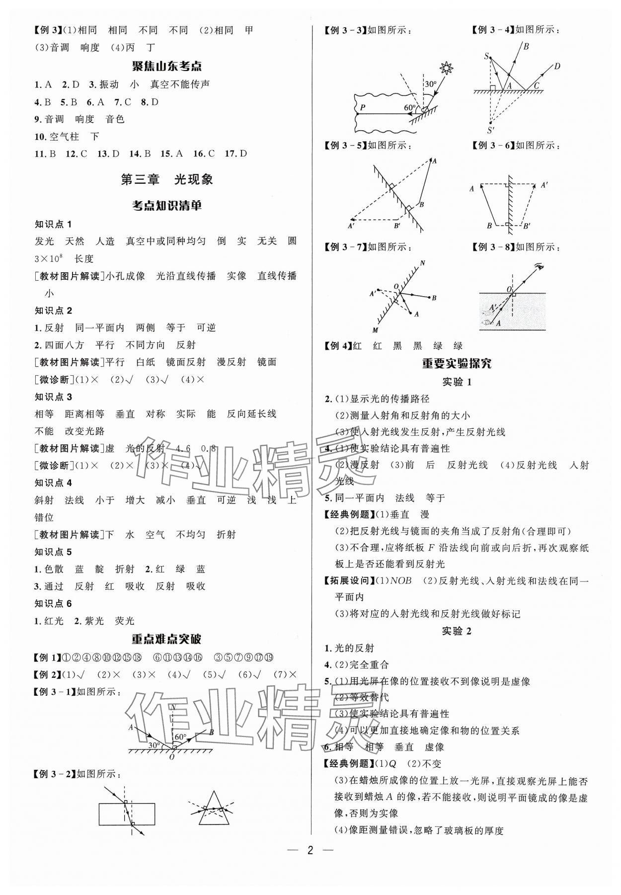 2024年中考对策物理鲁科版 参考答案第2页