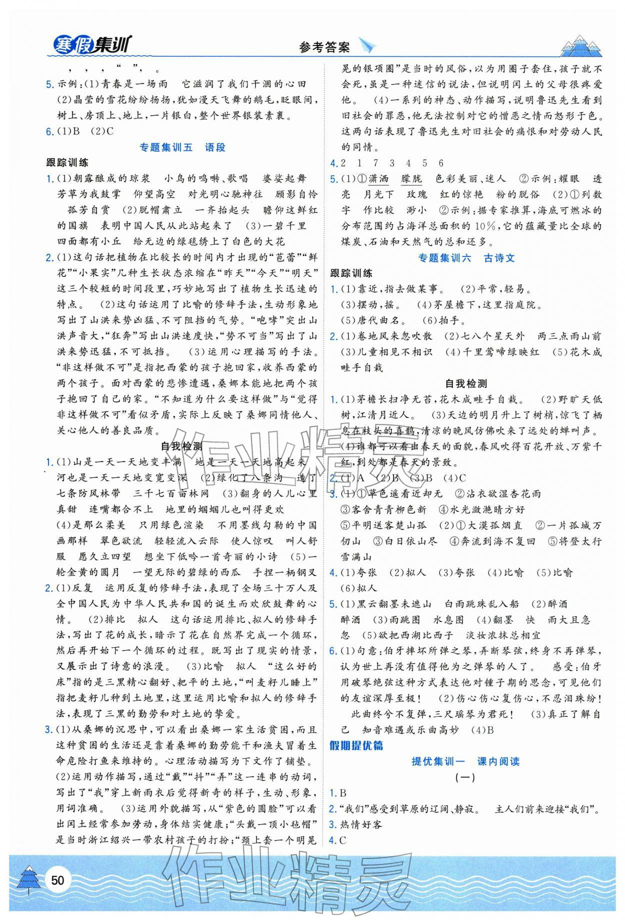 2026年寒假集训六年级语文人教版合肥工业大学出版社&nbsp;第2页