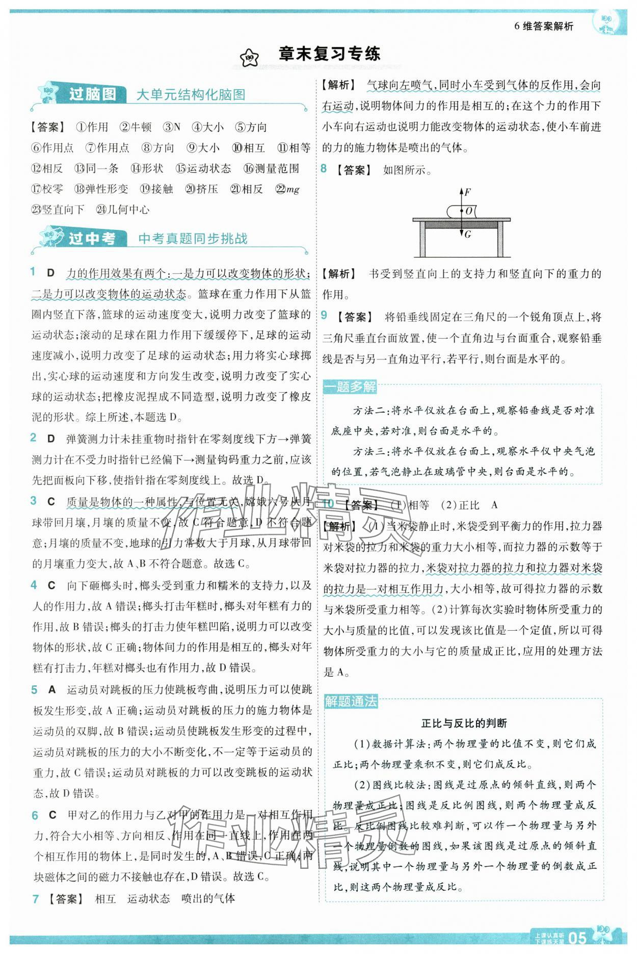 2025年一遍過八年級物理下冊人教版 參考答案第5頁