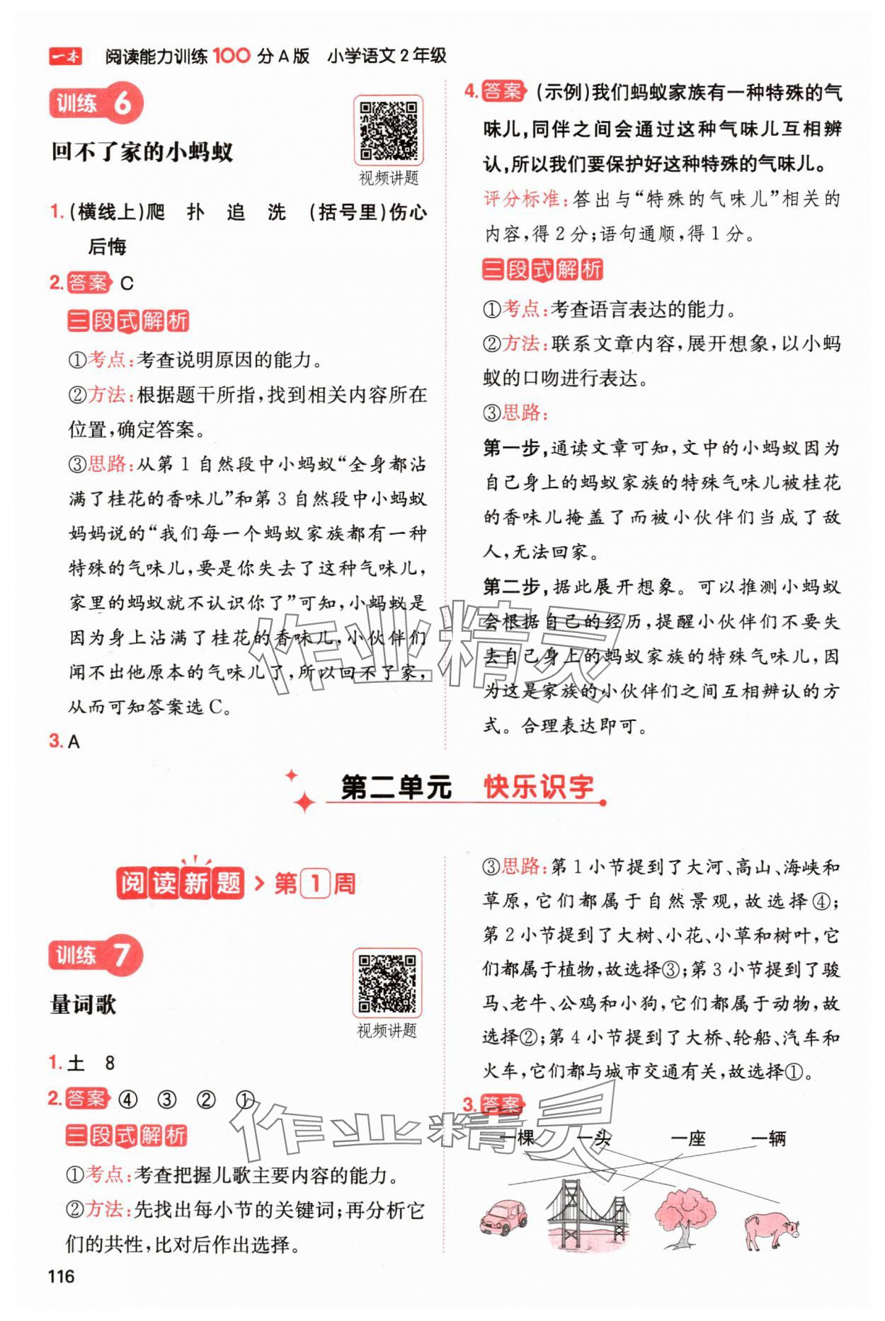 2024年一本閱讀能力訓(xùn)練100分二年級(jí)語(yǔ)文上冊(cè)人教版浙江專版 參考答案第4頁(yè)