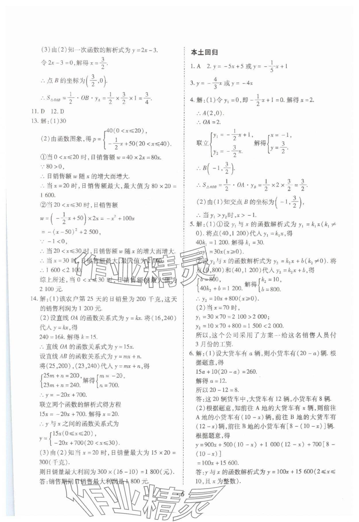 2024年本土攻略精準(zhǔn)復(fù)習(xí)方案數(shù)學(xué)中考云南專版 參考答案第6頁