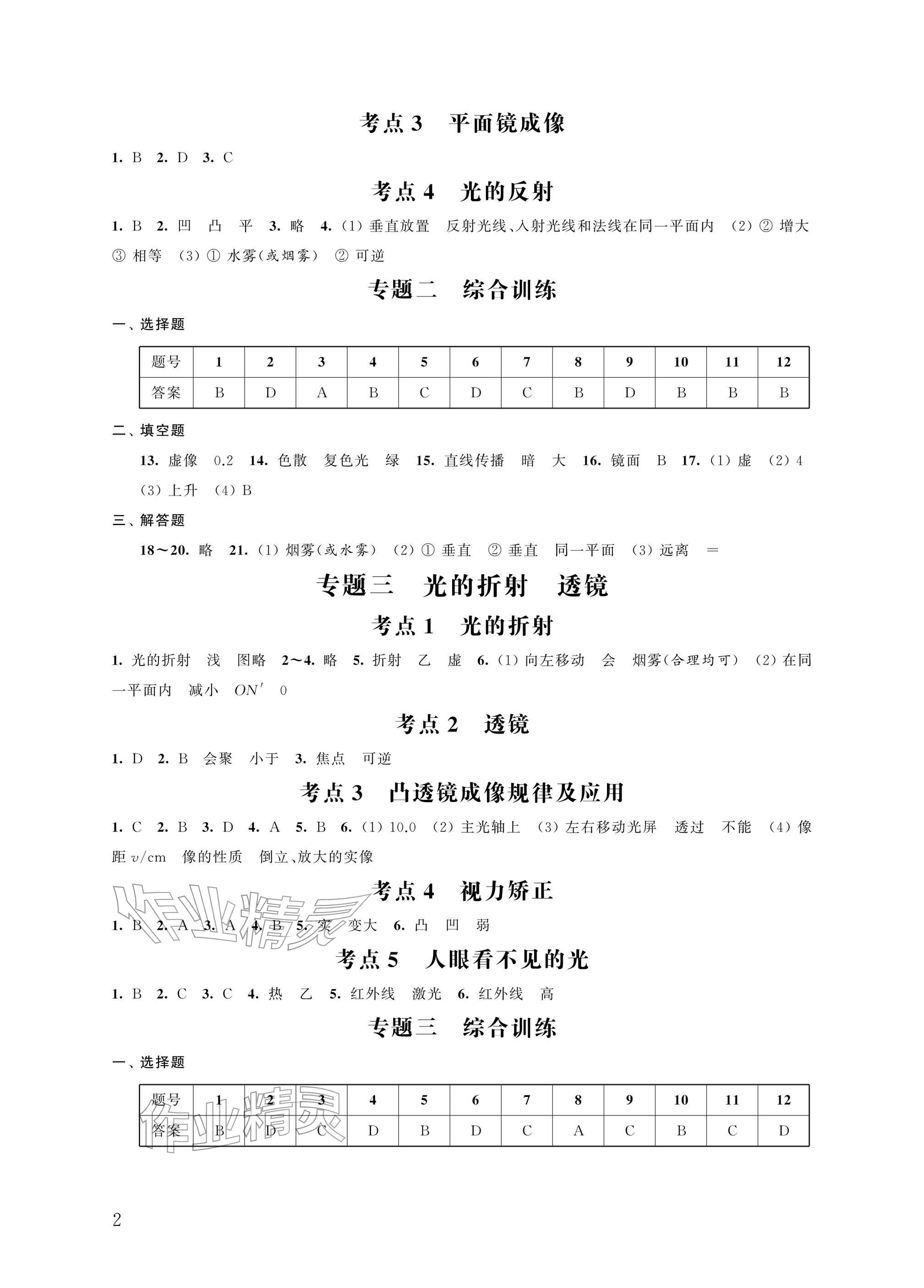 2026年多维互动提优课堂中考模拟总复习物理提升版&nbsp;参考答案第2页