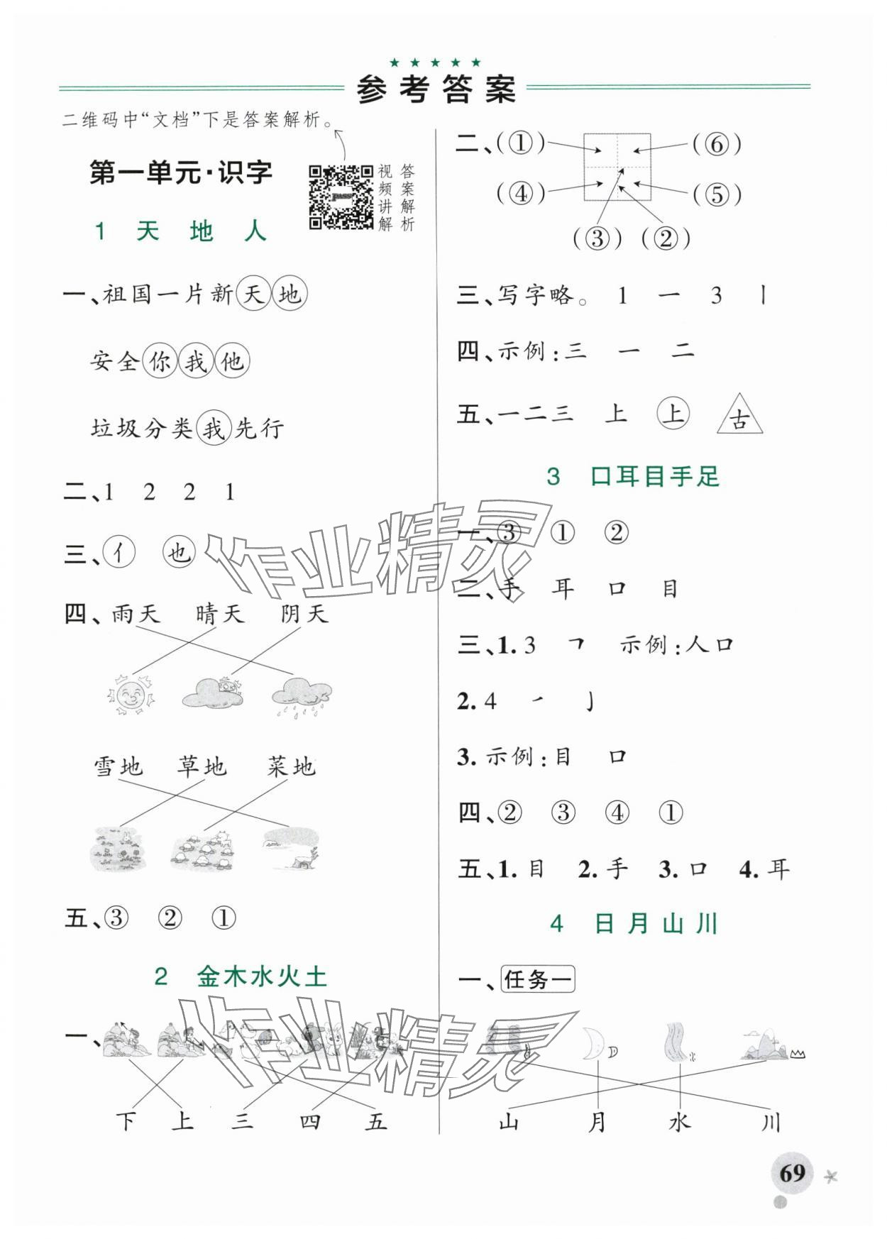 2025年小學(xué)學(xué)霸作業(yè)本一年級(jí)語(yǔ)文上冊(cè)人教版 參考答案第1頁(yè)