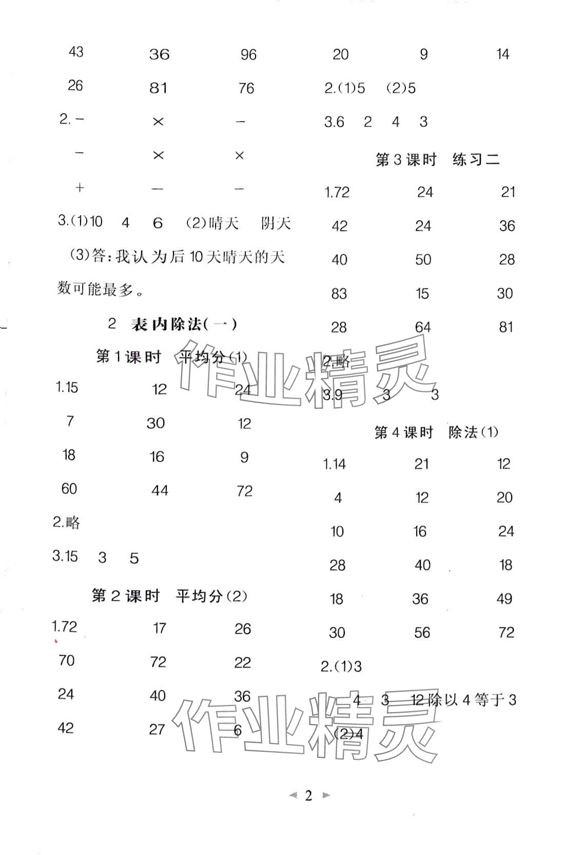 2024年全能手同步計(jì)算二年級下冊人教版 第2頁