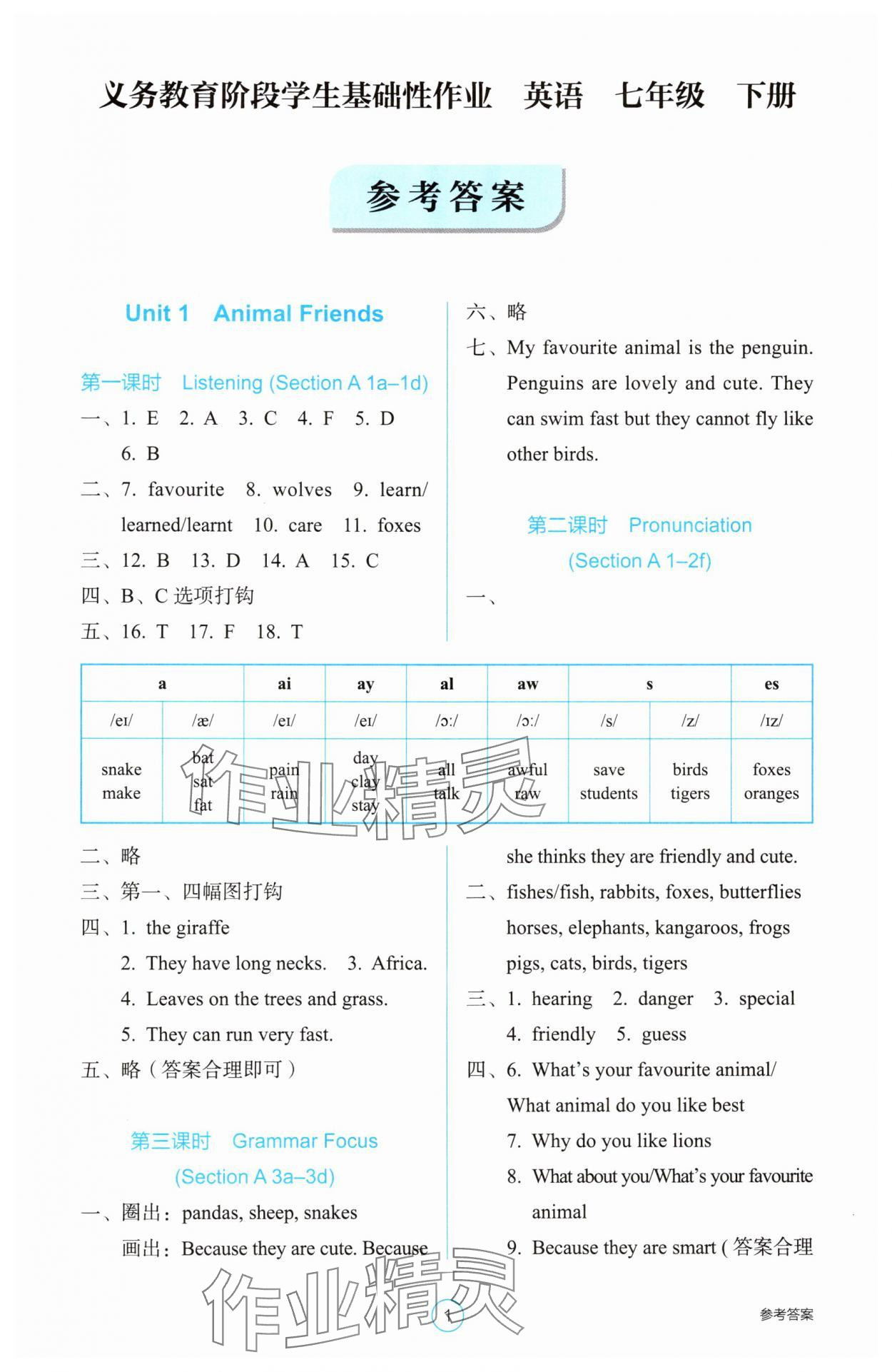 2025年学生基础性作业七年级英语下册人教版 第1页