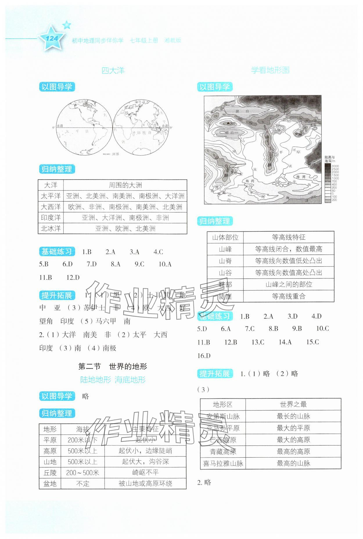 2024年新課標同步伴你學七年級地理上冊湘教版 參考答案第3頁