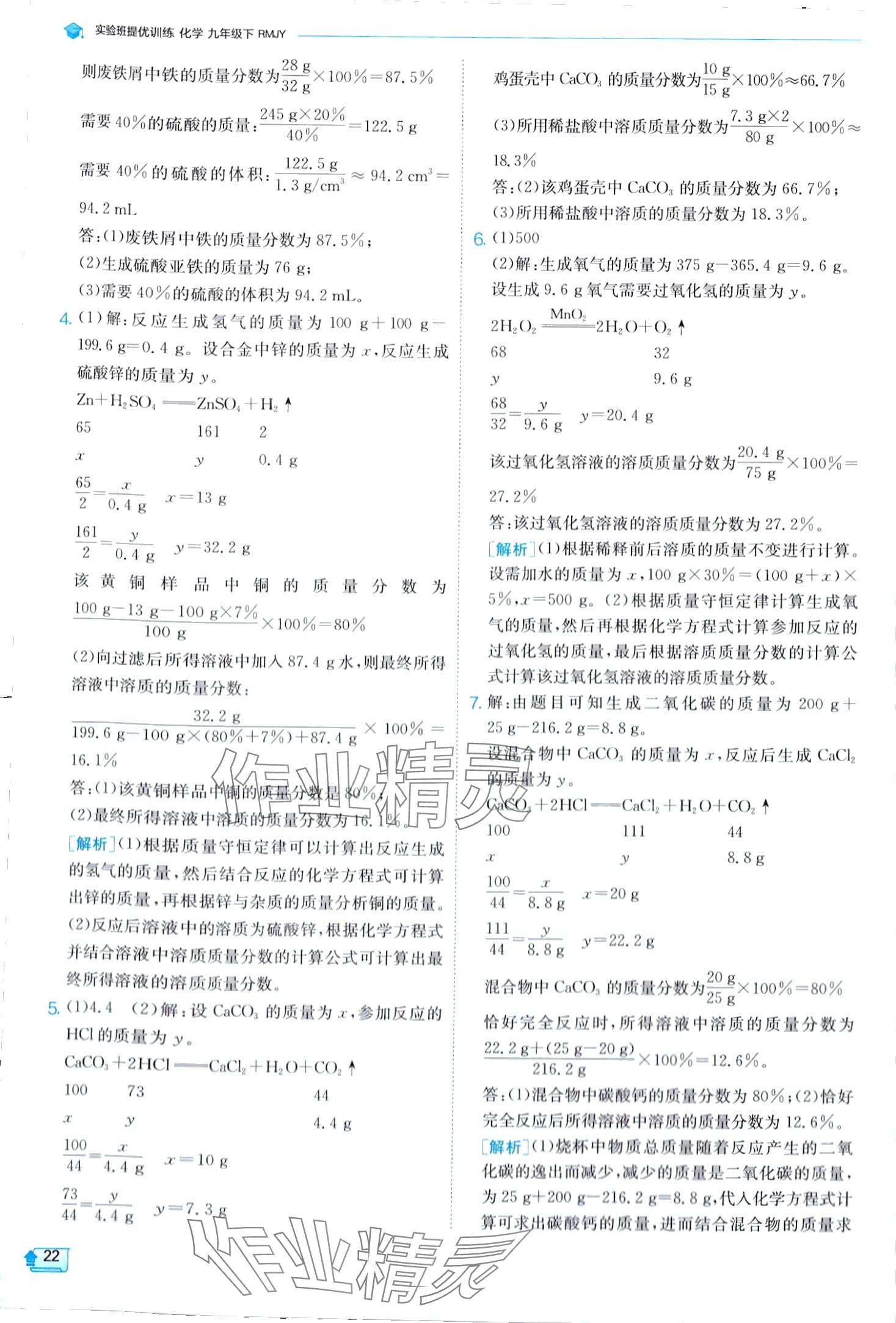 2024年實驗班提優(yōu)訓(xùn)練九年級化學(xué)下冊人教版 第22頁