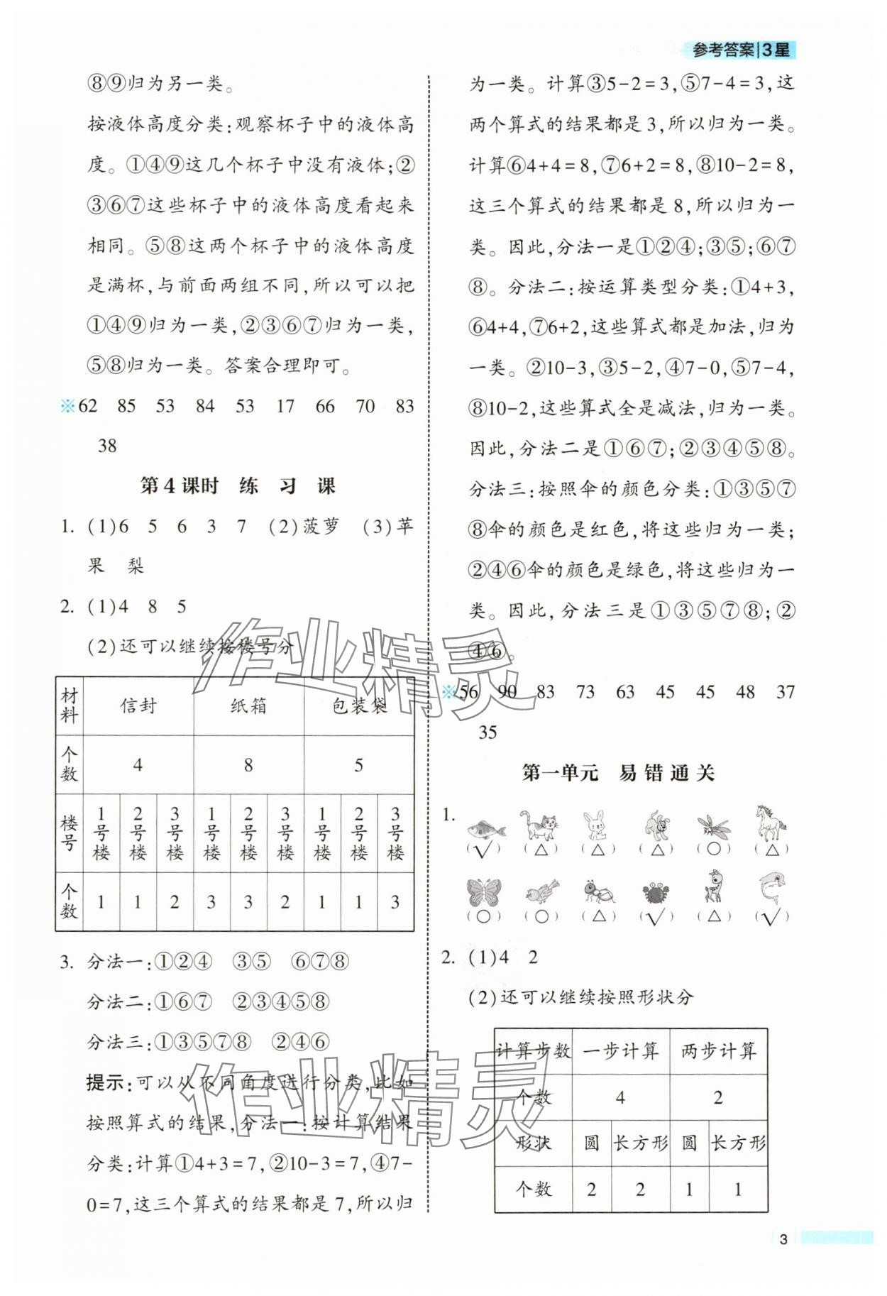 2025年经纶学典学霸课时作业二年级数学上册人教版 参考答案第3页