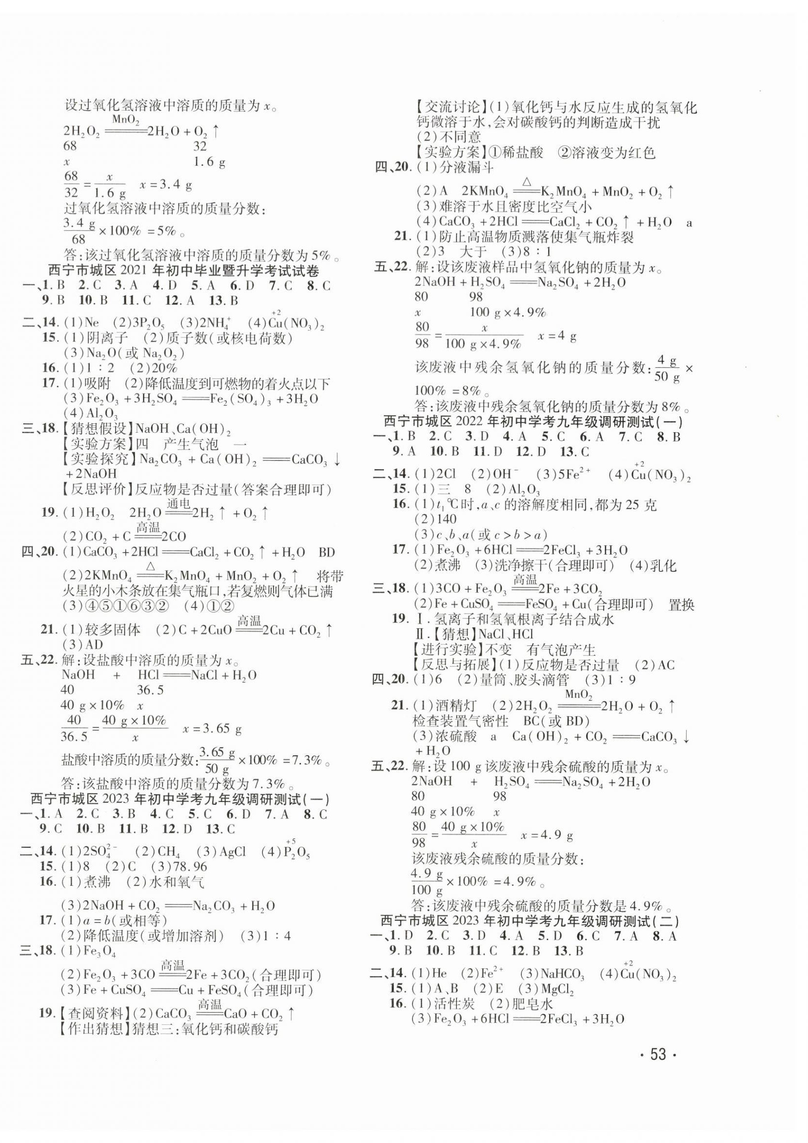 2024年学海金卷激活中考中考试题汇编化学青海专版 第2页