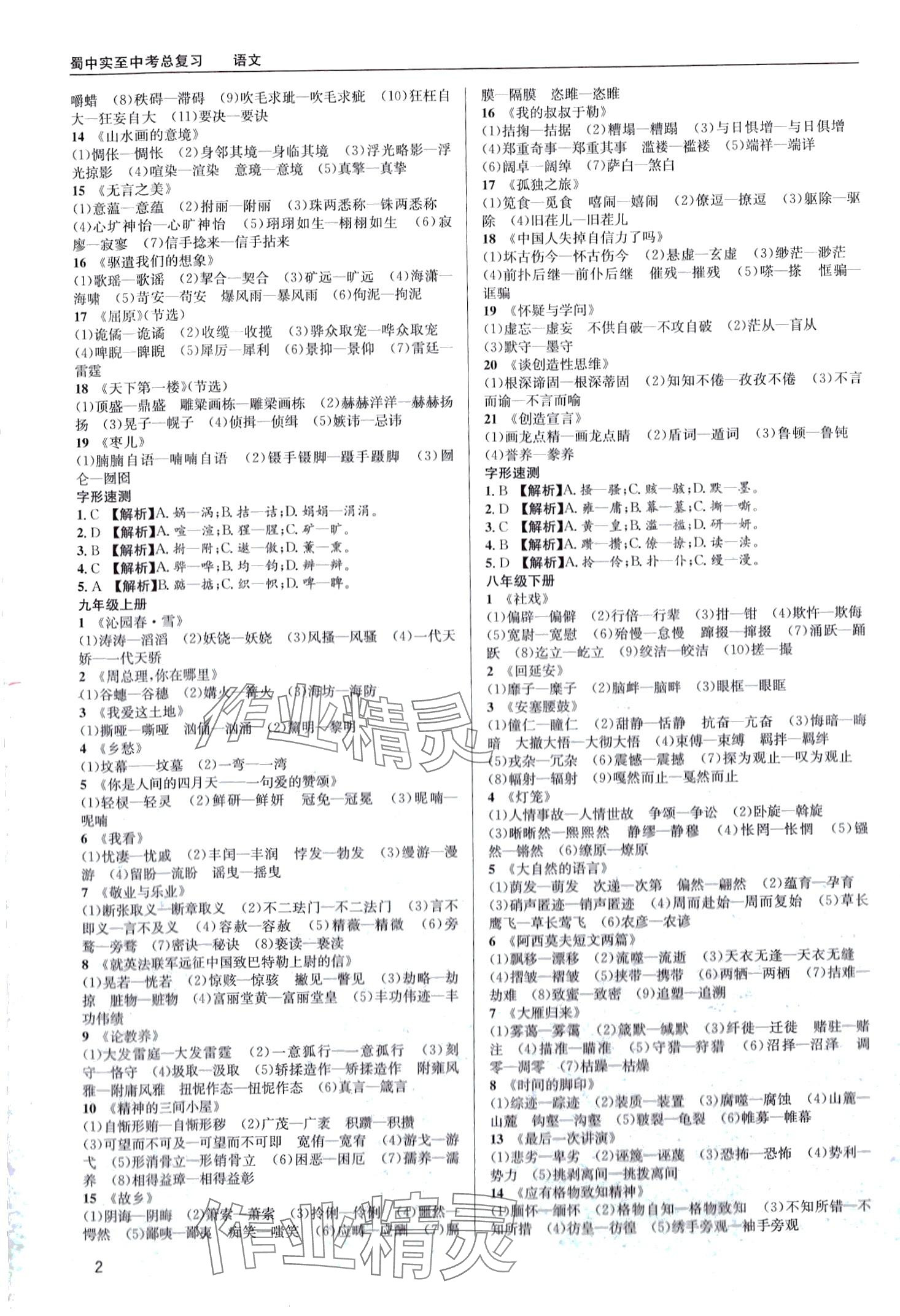 2024年蜀中实至中考总复习语文中考成都专版 第2页