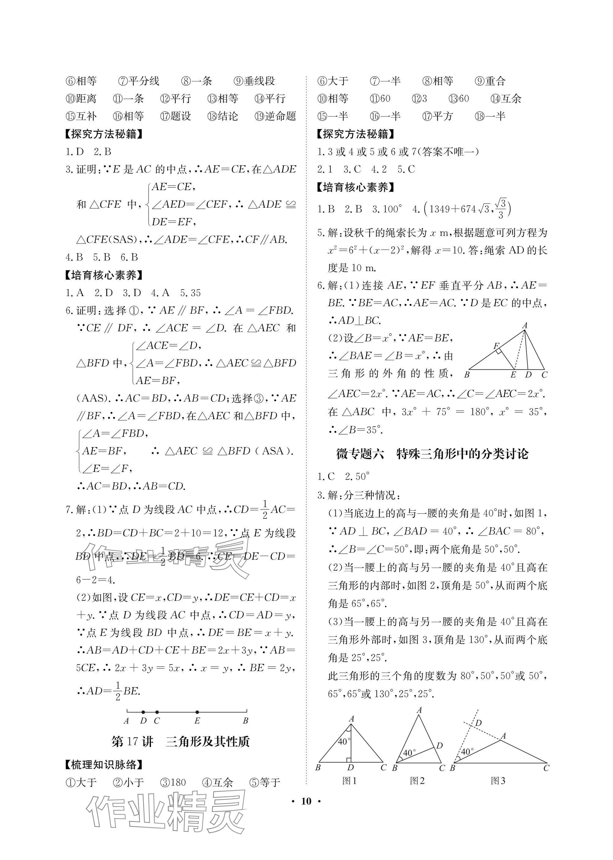 2025年湖北中考初中學(xué)業(yè)水平考試總復(fù)習(xí)數(shù)學(xué)通用版 參考答案第10頁