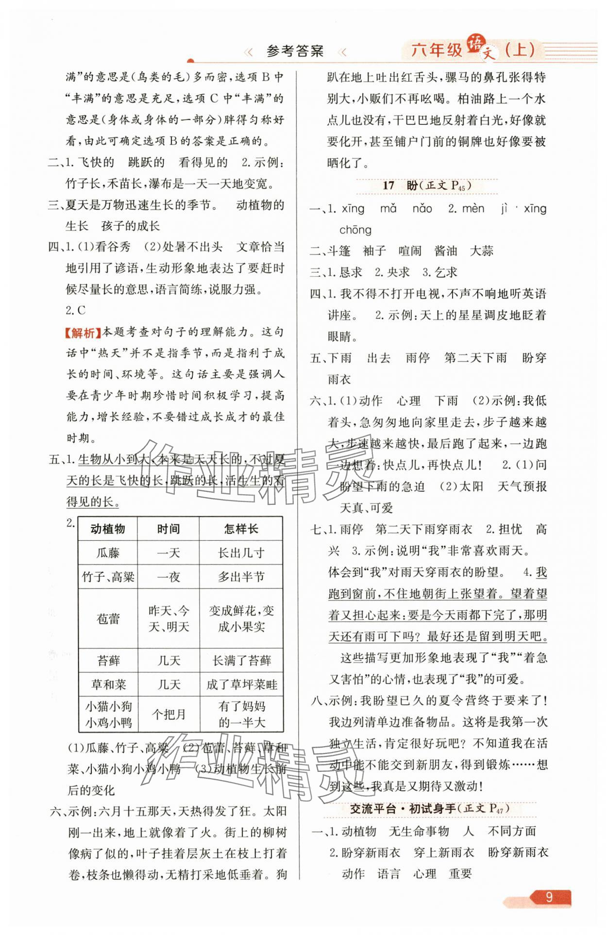 2025年教材全练六年级语文上册人教版 第9页