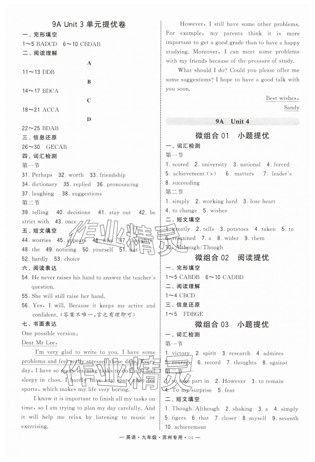 2025年學(xué)霸組合訓(xùn)練九年級(jí)英語全一冊(cè)譯林版蘇州專版 第4頁
