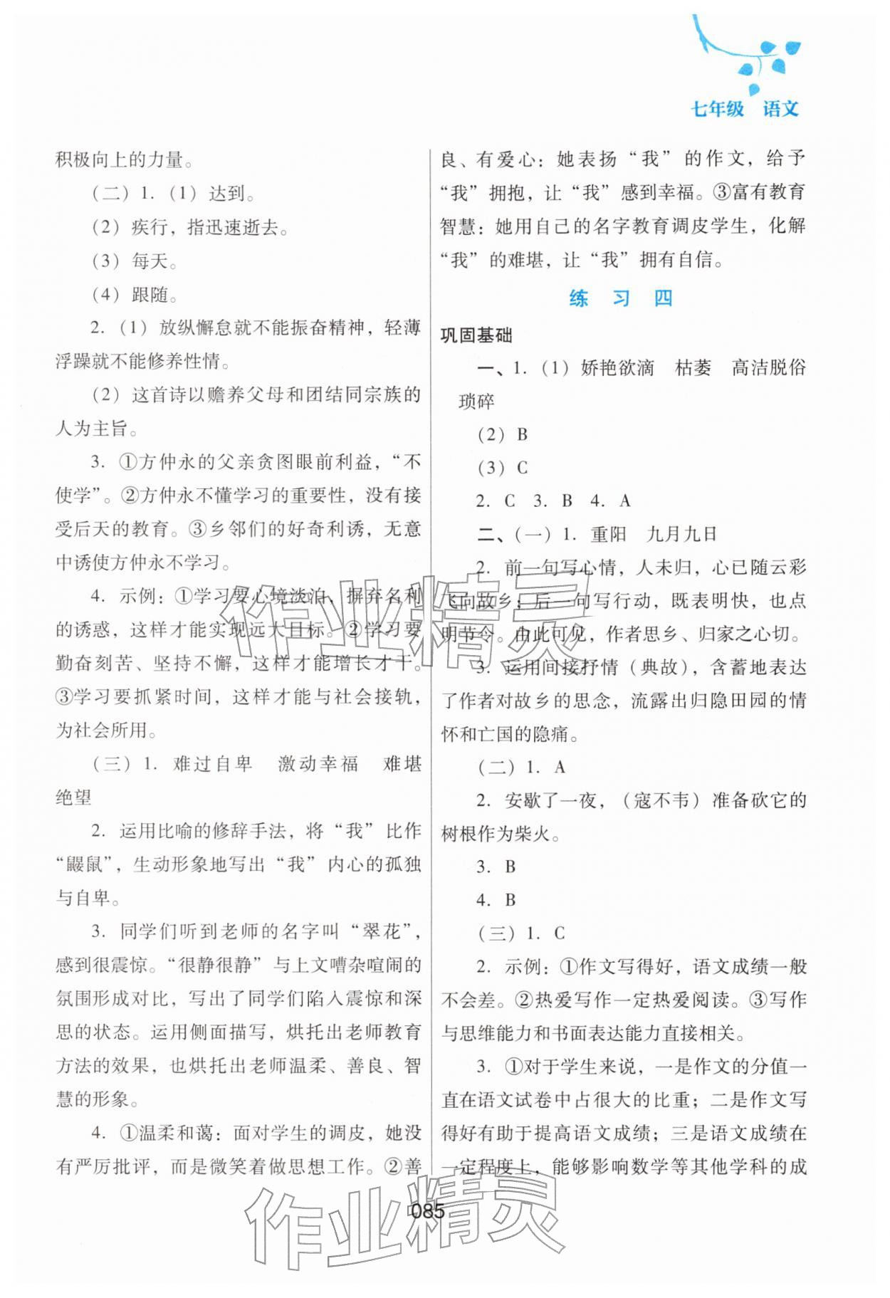 2026年寒假綜合練習(xí)七年級(jí)語(yǔ)文人教版&nbsp;參考答案第3頁(yè)