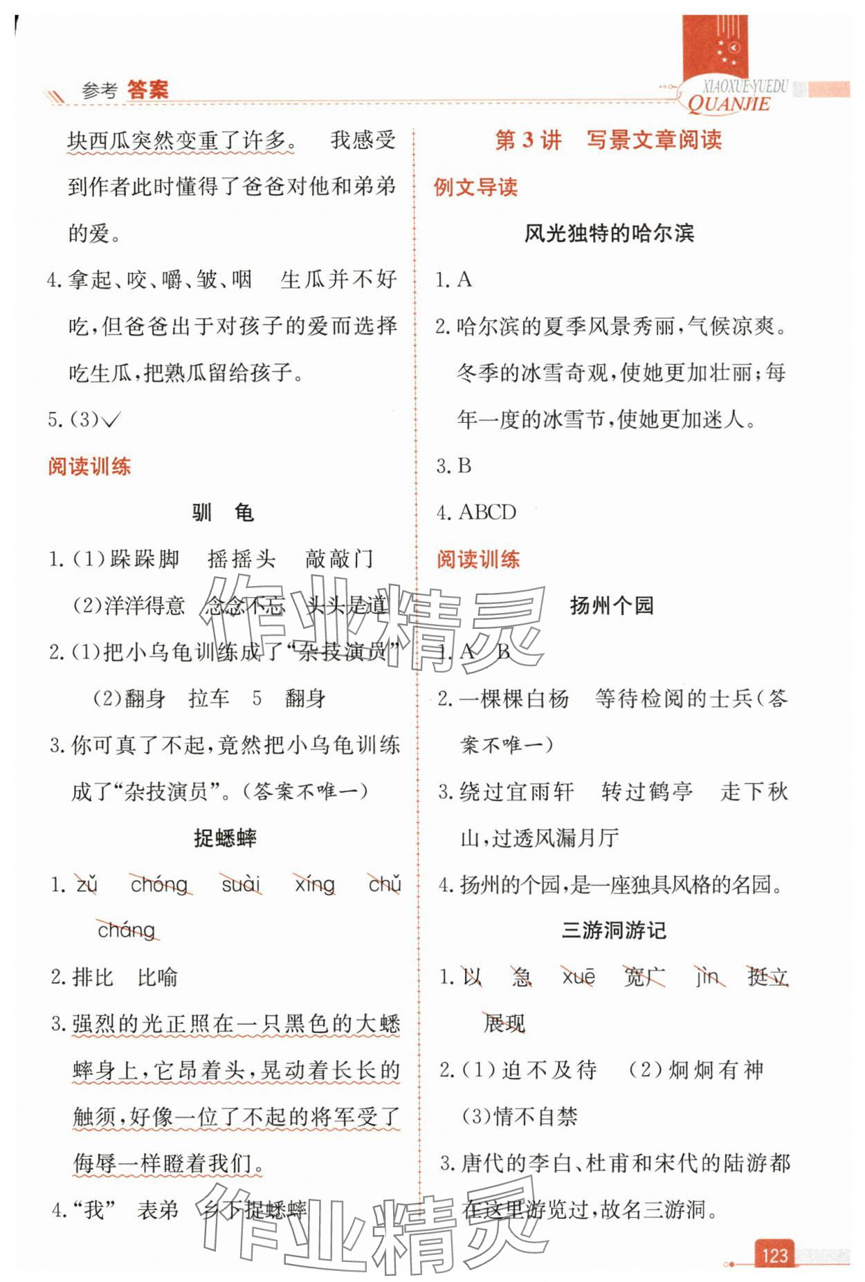2025年小学阅读全解三年级语文人教版 参考答案第2页