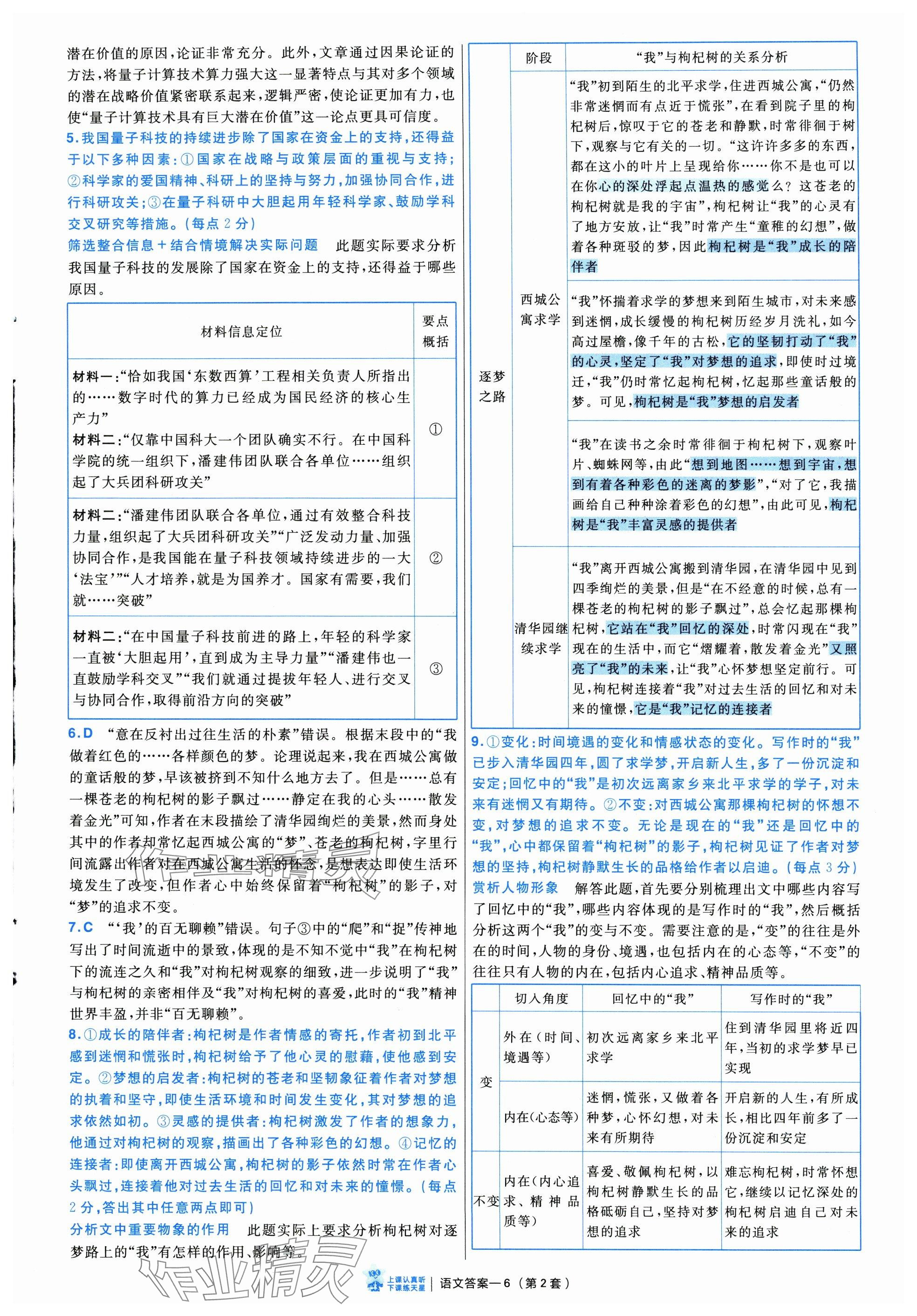 2025年金考卷摸底监测卷语文 参考答案第6页