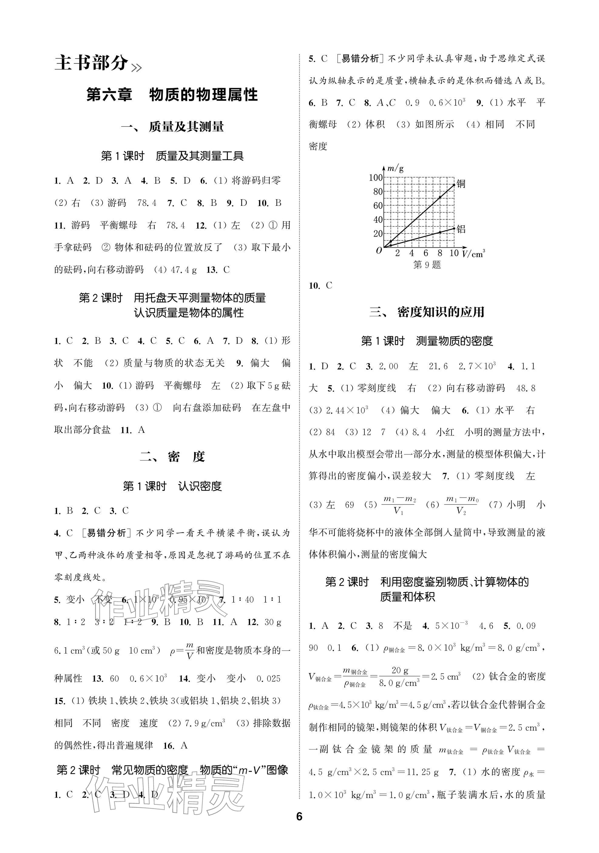 2026年通成學(xué)典課時(shí)作業(yè)本八年級(jí)物理下冊(cè)蘇科版蘇州專版&nbsp;參考答案第6頁