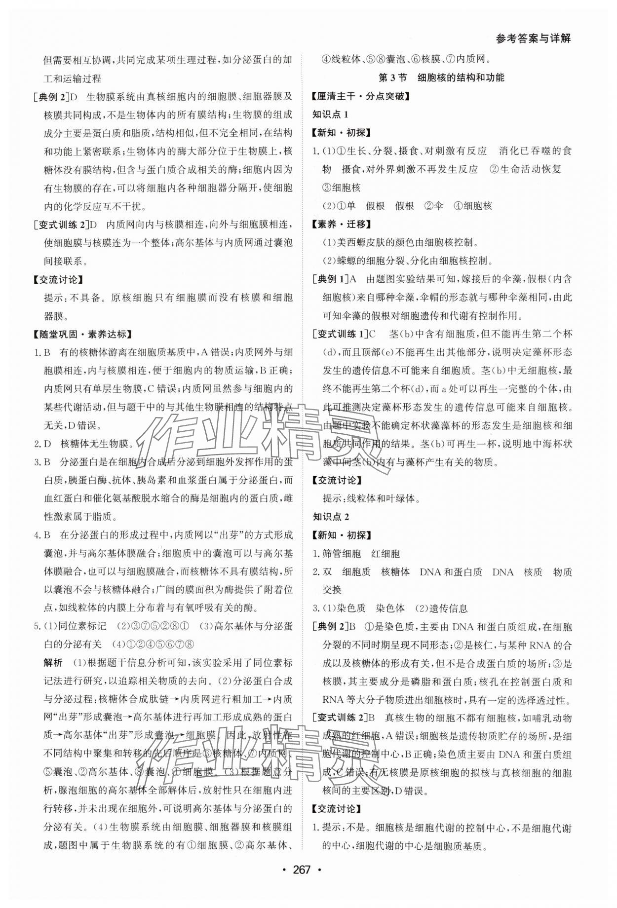 2024年系統(tǒng)集成新課程同步導學練測高中生物必修1人教版 參考答案第9頁