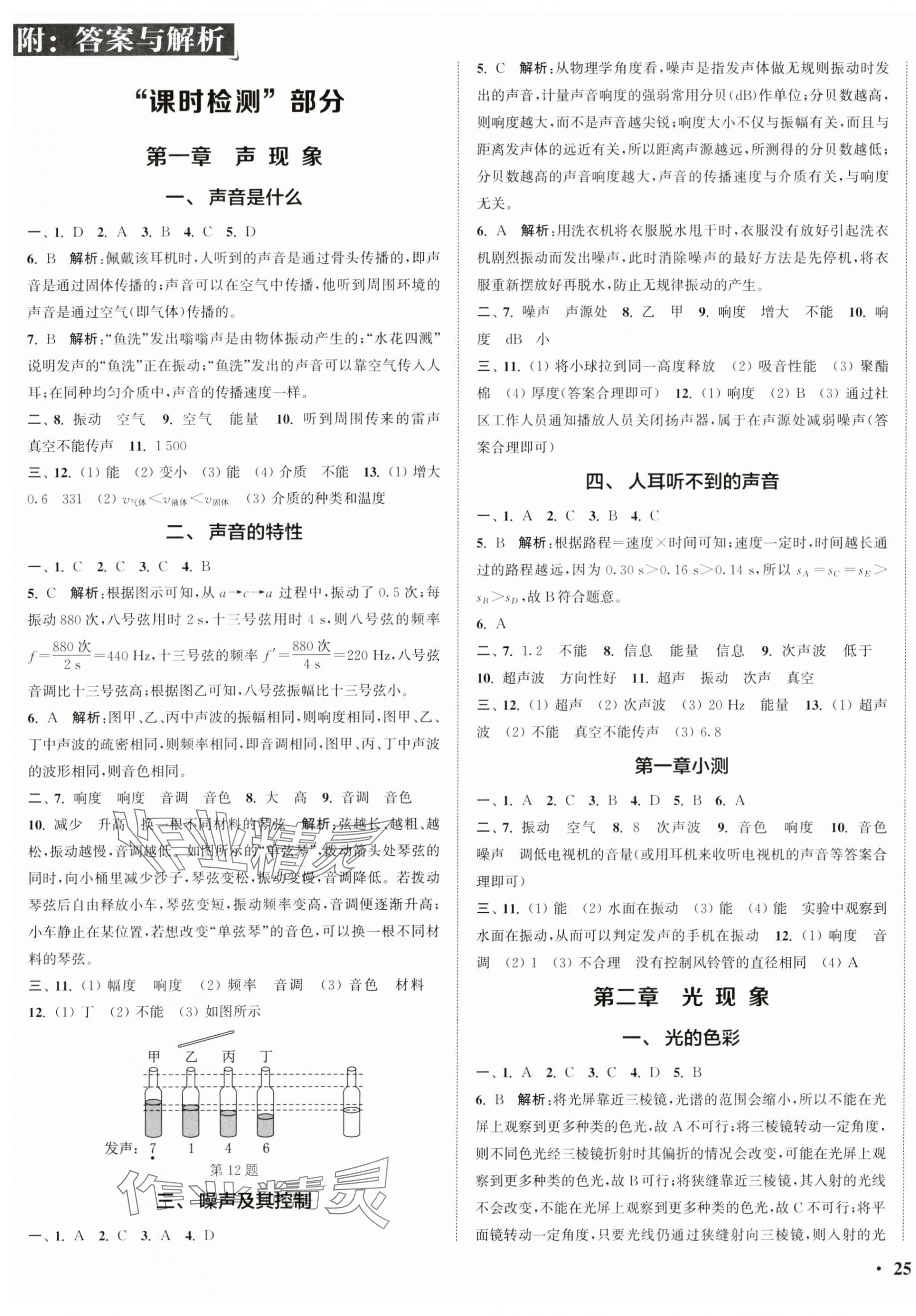 2024年通城学典活页检测八年级物理上册苏科版 第1页