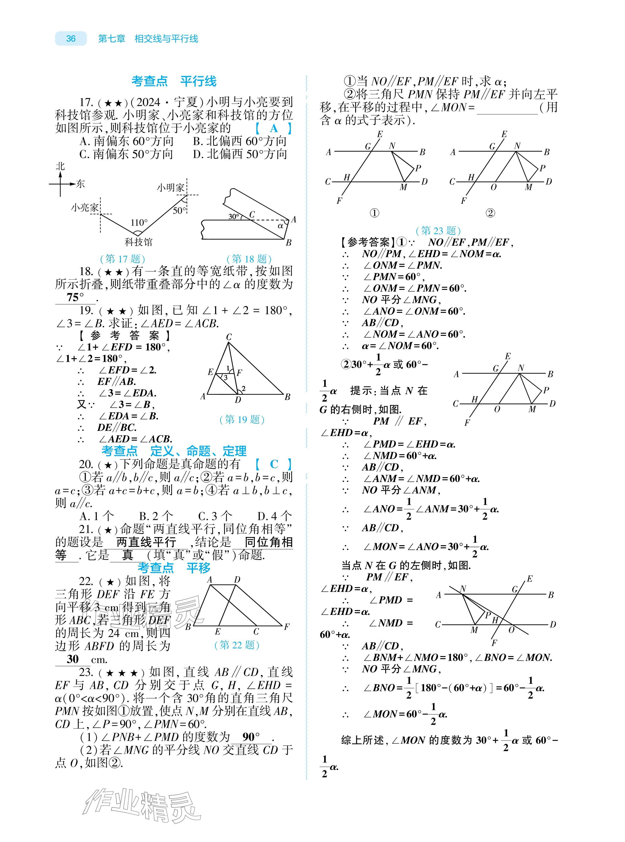 2026年基础训练大象出版社七年级数学下册人教版&nbsp;参考答案第36页