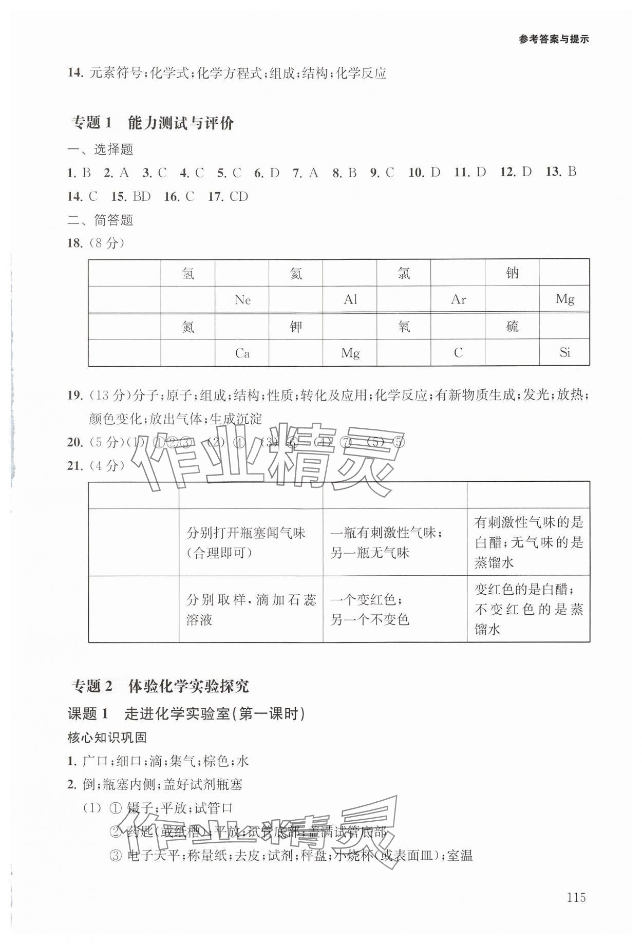 2024年初中化學(xué)精練與拓展八年級(jí)上冊(cè)滬教版五四制 參考答案第4頁(yè)