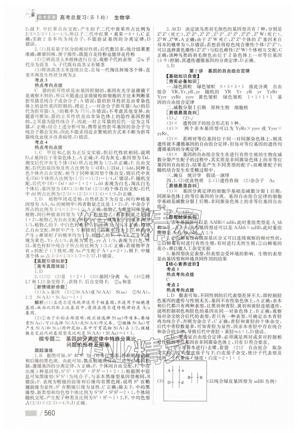 2025年學(xué)海導(dǎo)航高中生物 參考答案第18頁