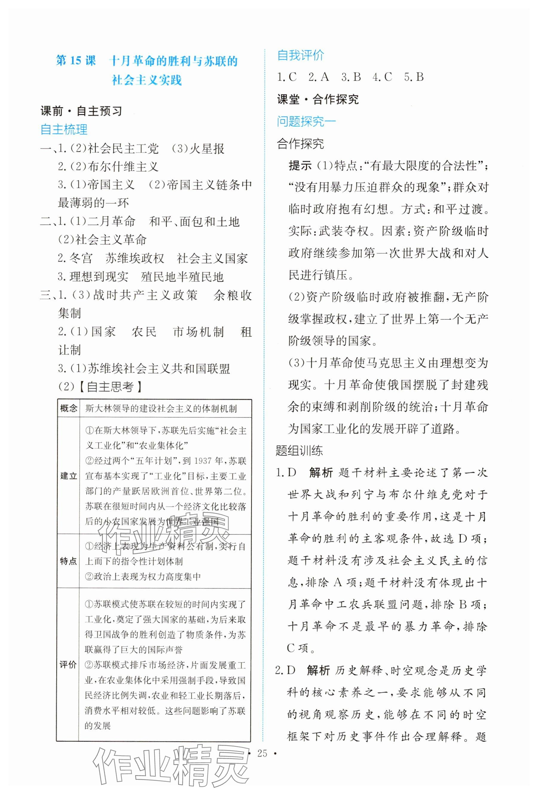 2025年能力培養(yǎng)與測(cè)試高中歷史必修下冊(cè)人教版 參考答案第24頁