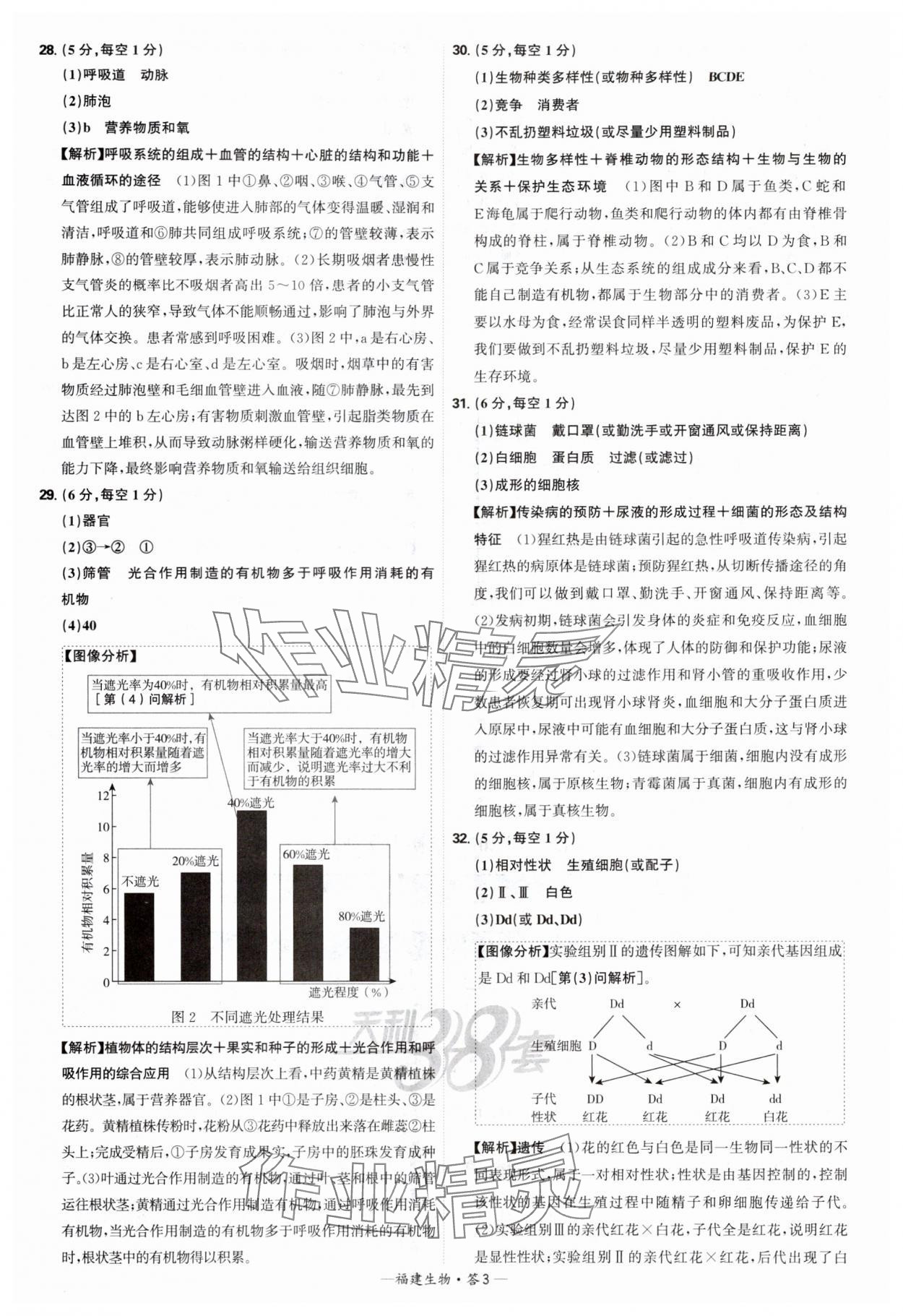 2025年天利38套中考試題精選生物中考福建專版 參考答案第3頁