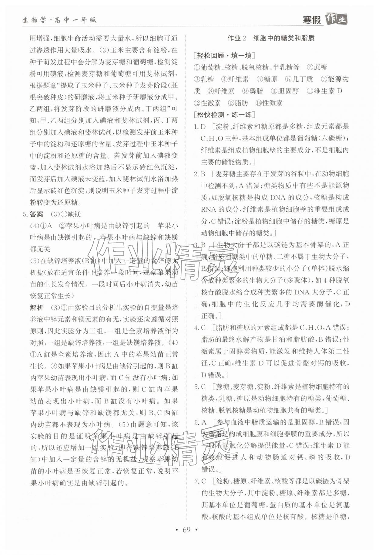 2026年寒假作業(yè)蘭州大學出版社高一生物全一冊人教版&nbsp;第3頁