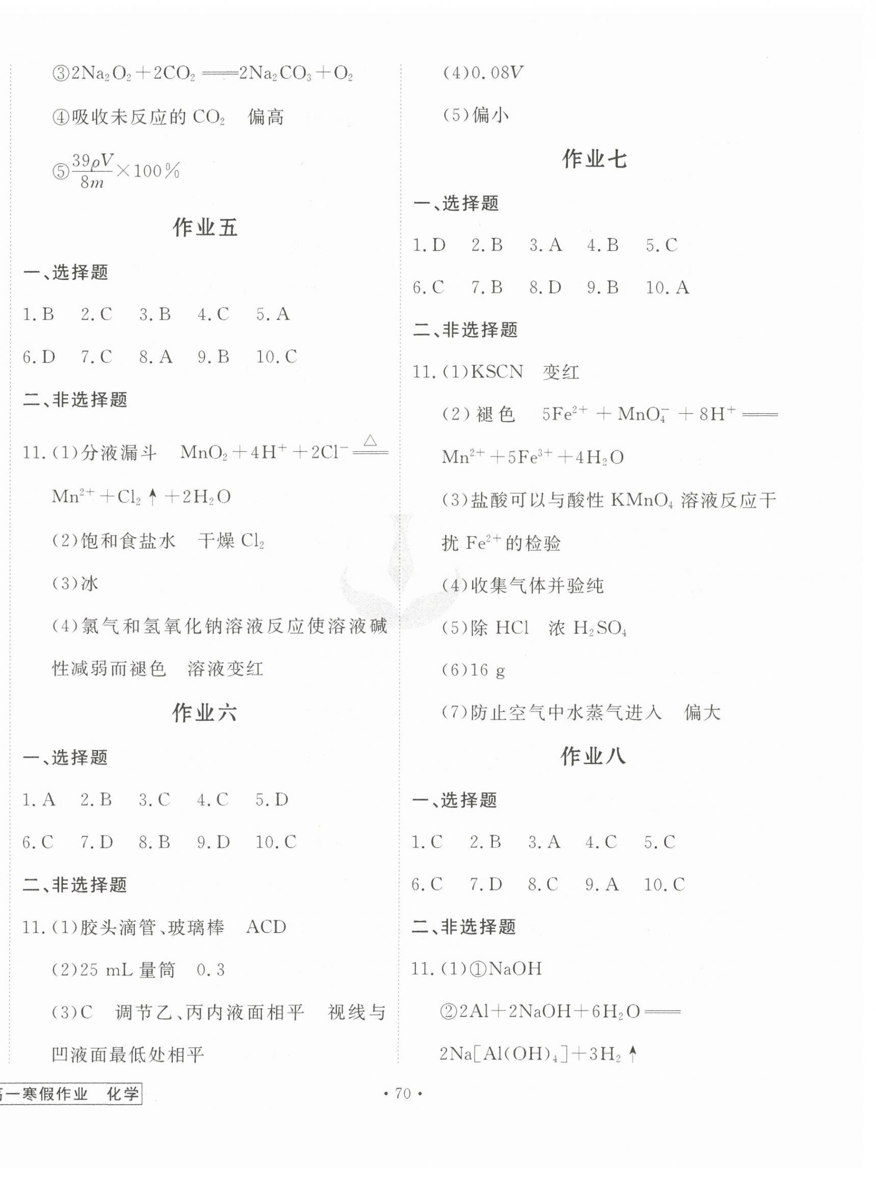 2026年衡水金卷先享題寒假作業(yè)高一化學(xué)&nbsp;第2頁