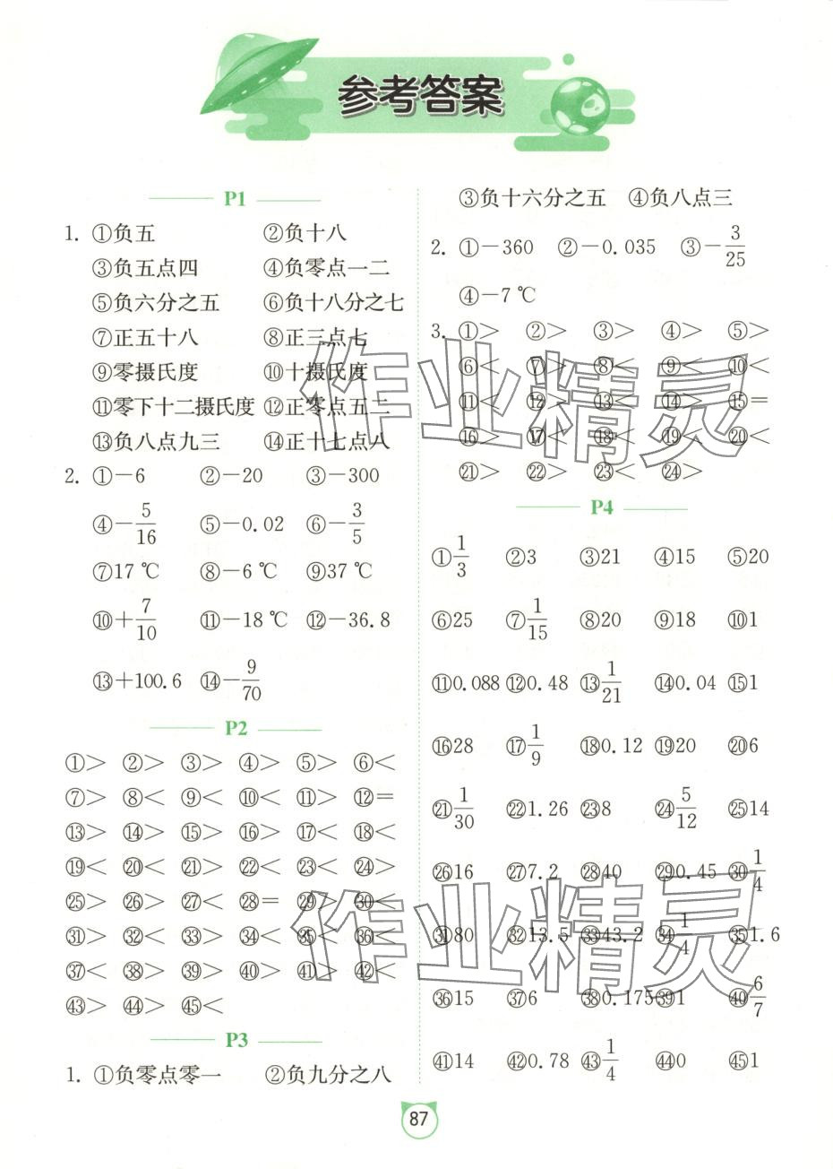 2025年口算题卡江苏人民出版社六年级数学下册人教版 第1页