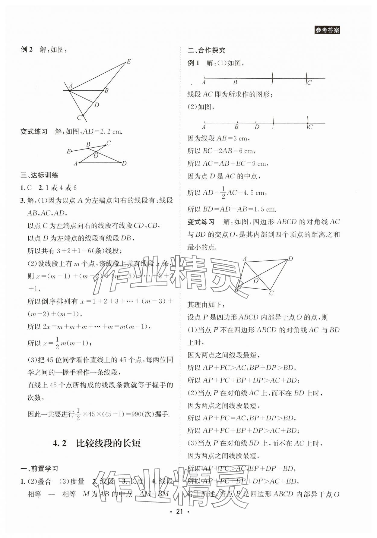 2023年数学爱好者同步训练七年级上册北师大版 参考答案第21页