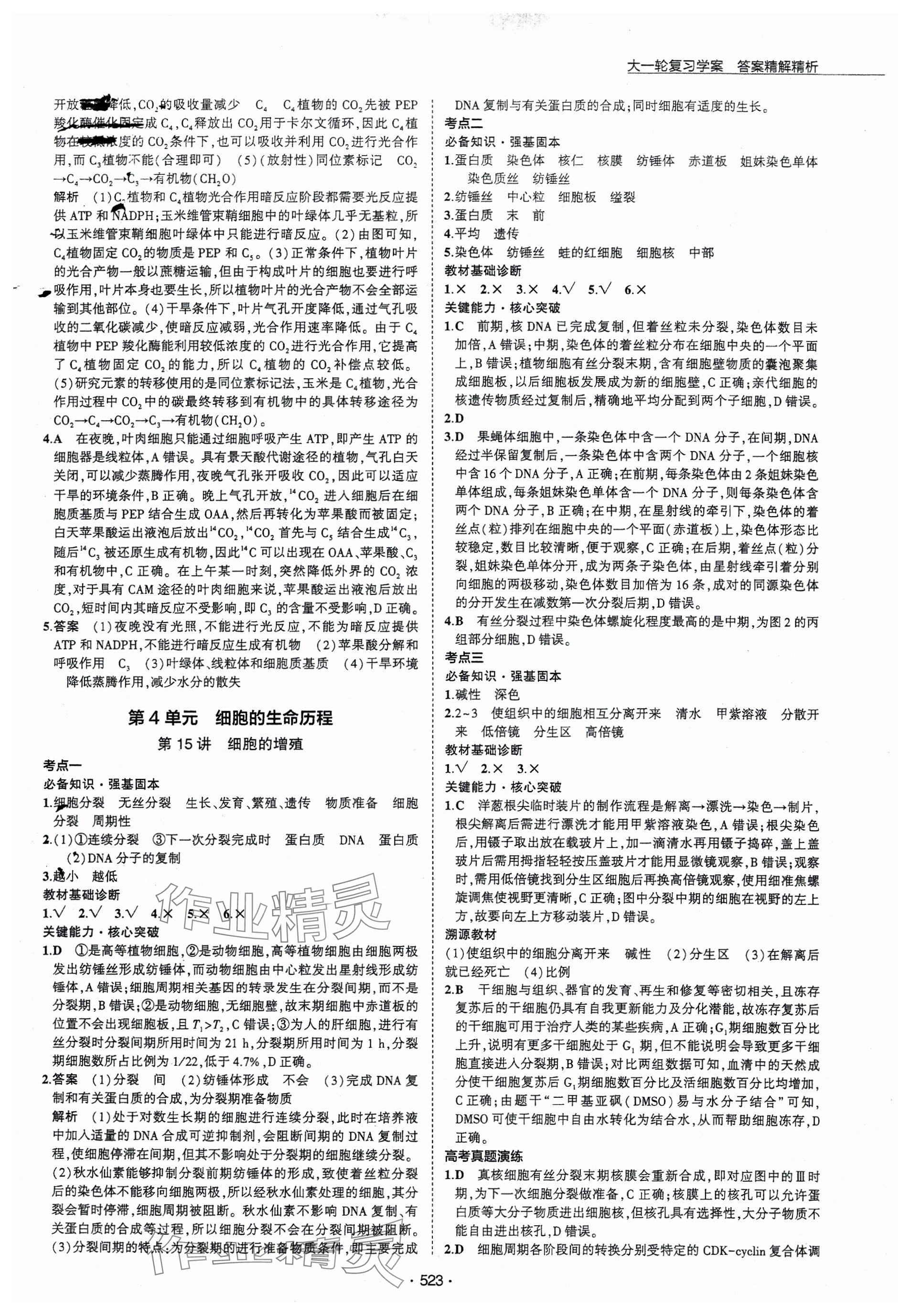 2024年3年高考2年模擬高三生物 參考答案第15頁