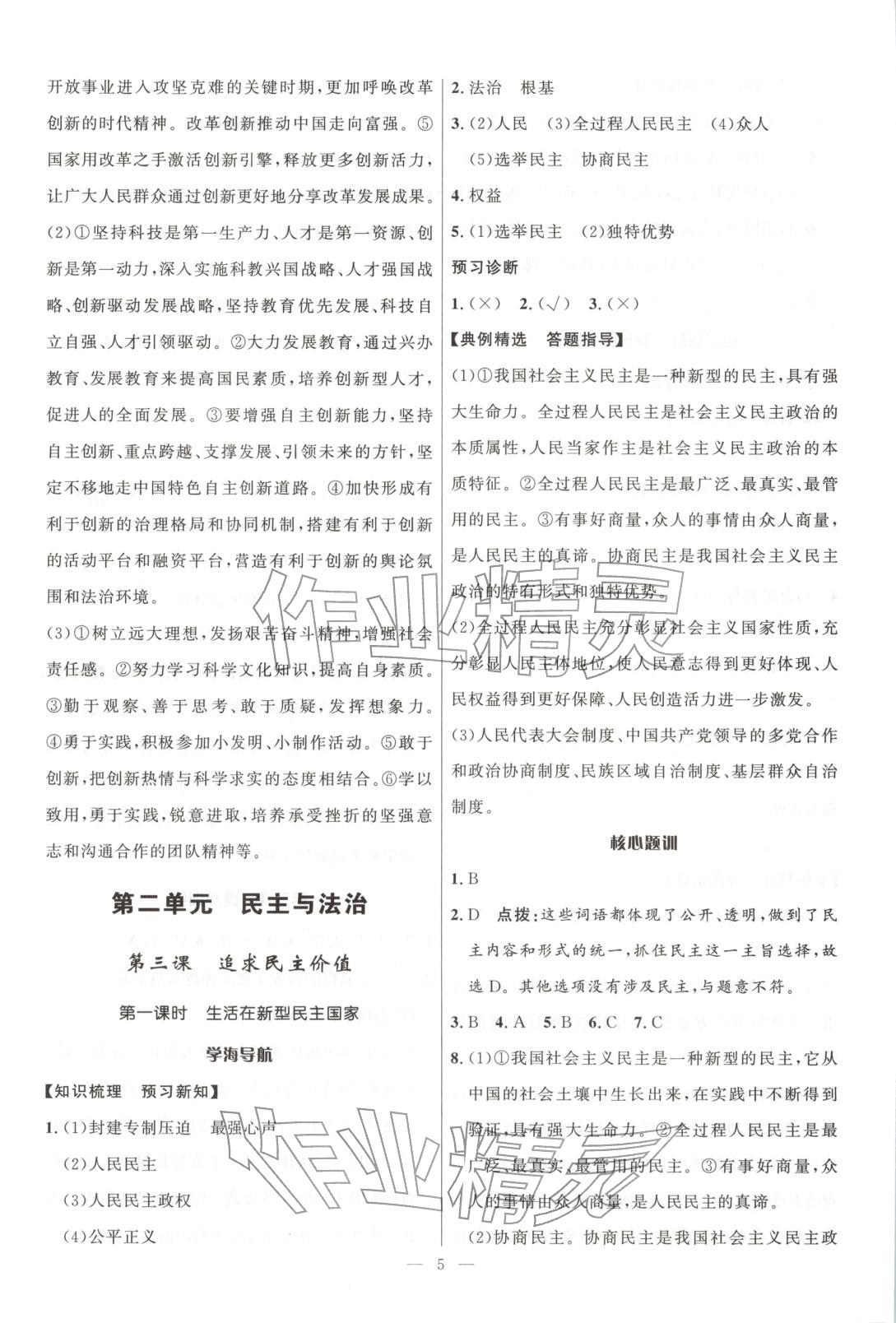 2025年頂尖課課練九年級道德與法治全一冊人教版貴州專版&nbsp;第5頁