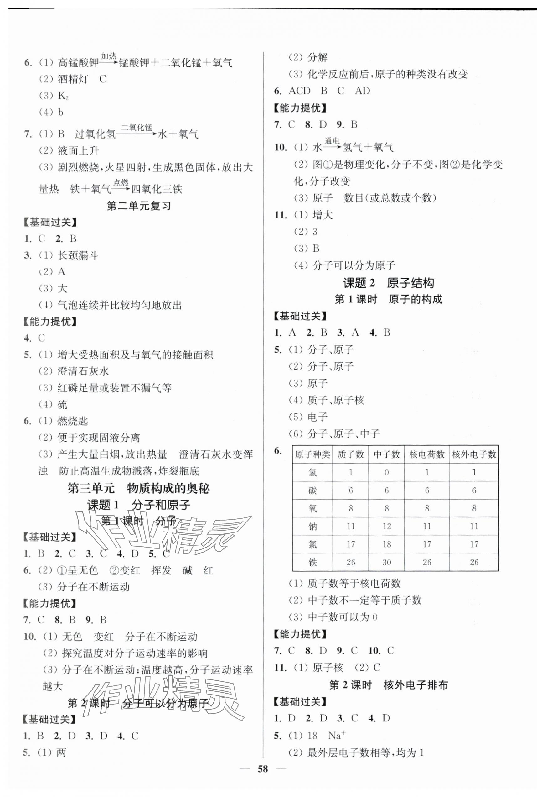 2025年南通小題課時(shí)作業(yè)本九年級(jí)化學(xué)上冊(cè)人教版 參考答案第4頁(yè)