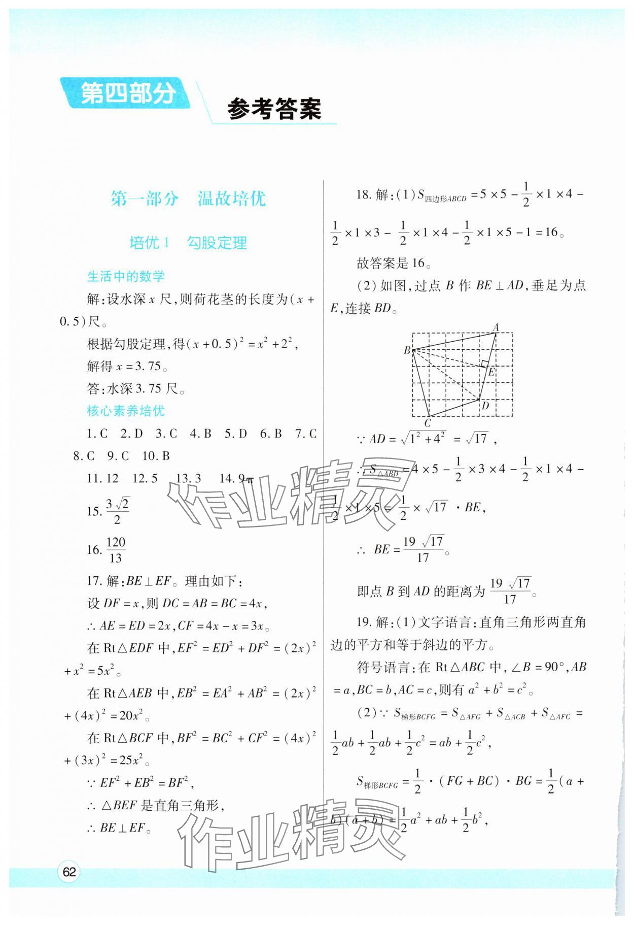 2025年寒假作業(yè)與生活陜西師范大學出版總社八年級數(shù)學北師大版 參考答案第1頁