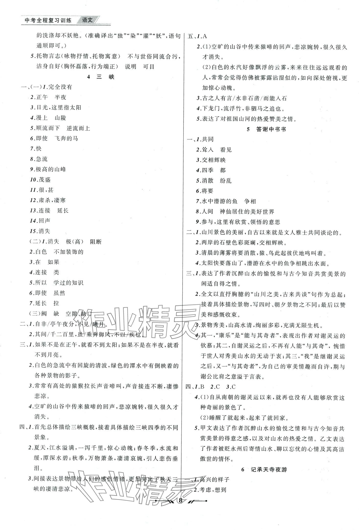 2024年中考全程復(fù)習(xí)訓(xùn)練語文中考 第8頁