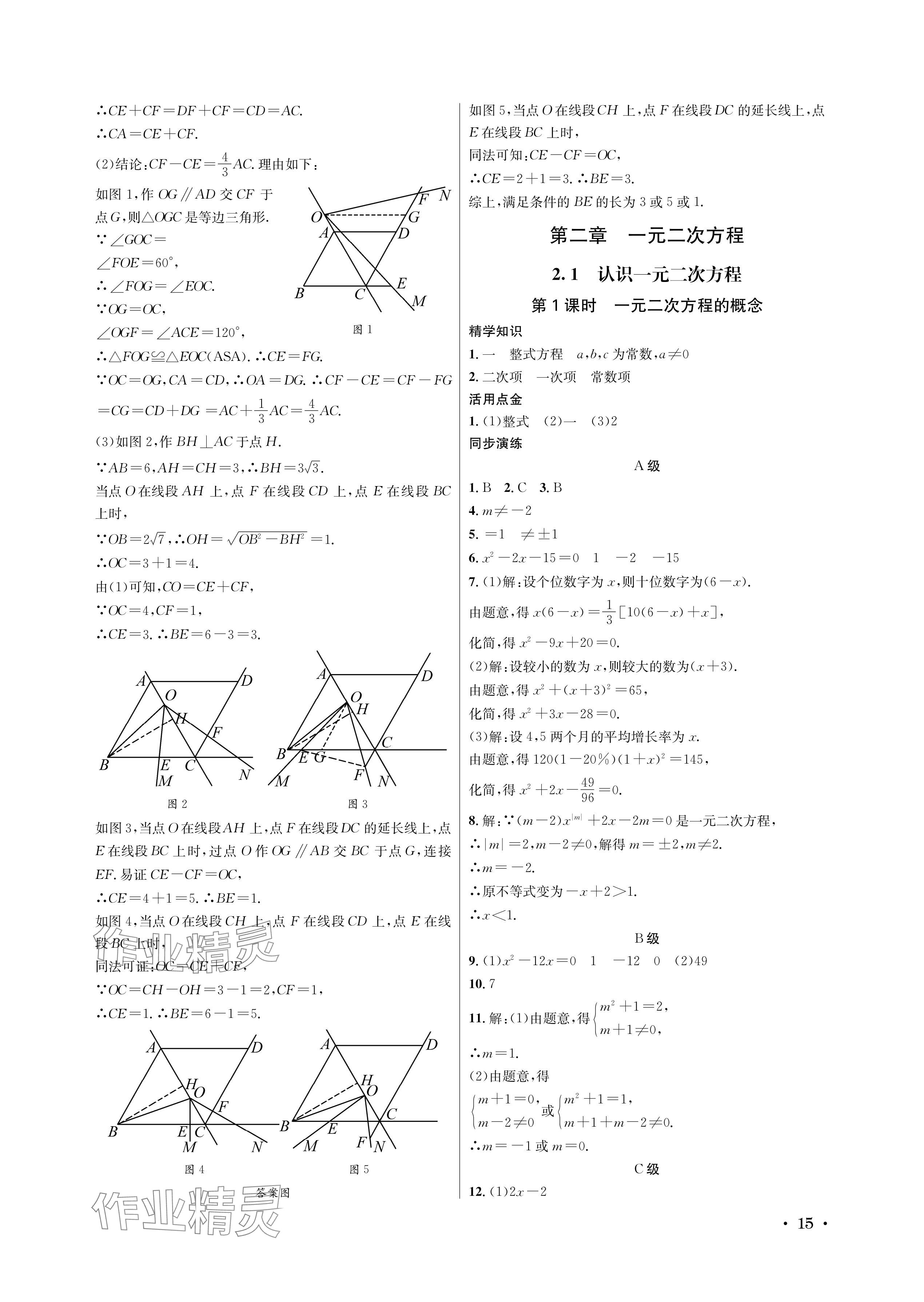 2024年蓉城学霸九年级数学全一册北师大版 参考答案第15页