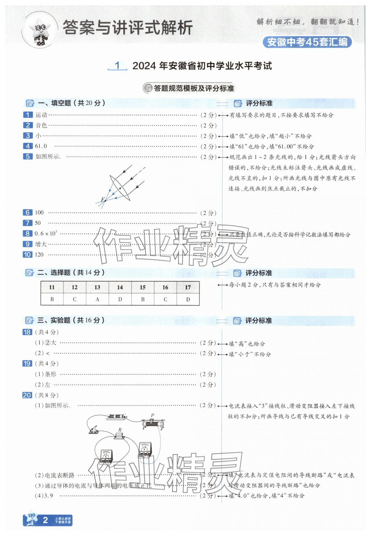 2025年金考卷45套匯編物理人教版安徽專版 參考答案第1頁