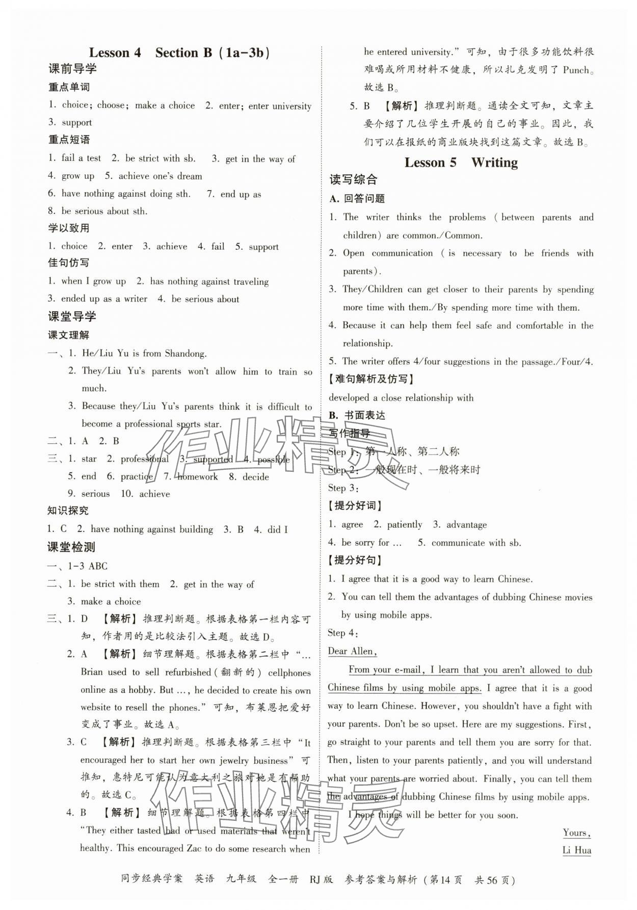 2024年同步經(jīng)典學(xué)案九年級英語全一冊人教版 第14頁