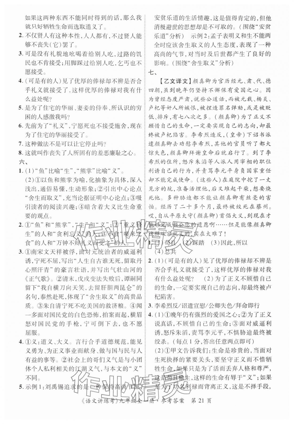 2025年语文讲练考九年级全一册人教版 第21页