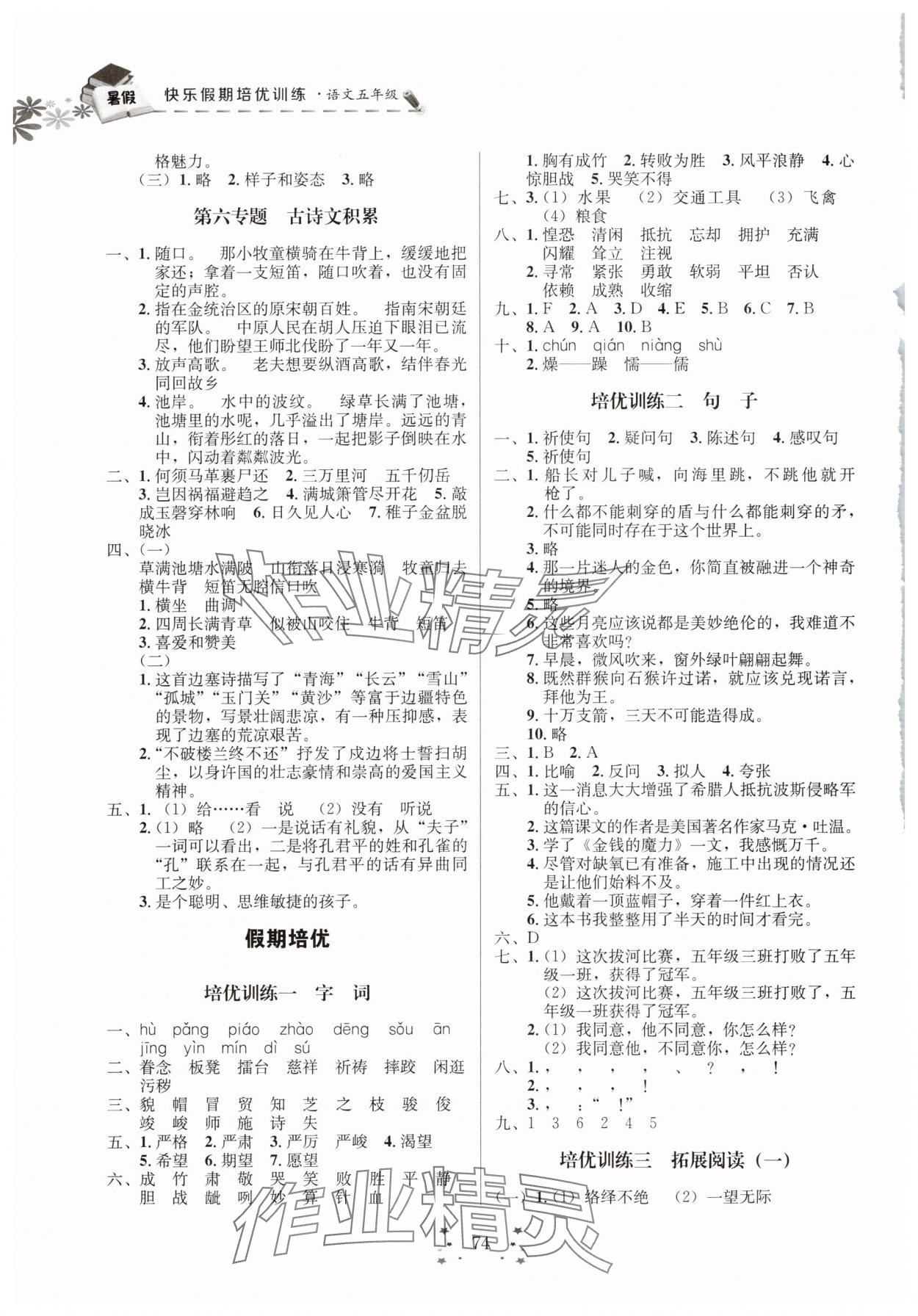 2025年快乐假期培优训练衔接教材五年级语文人教版 第2页