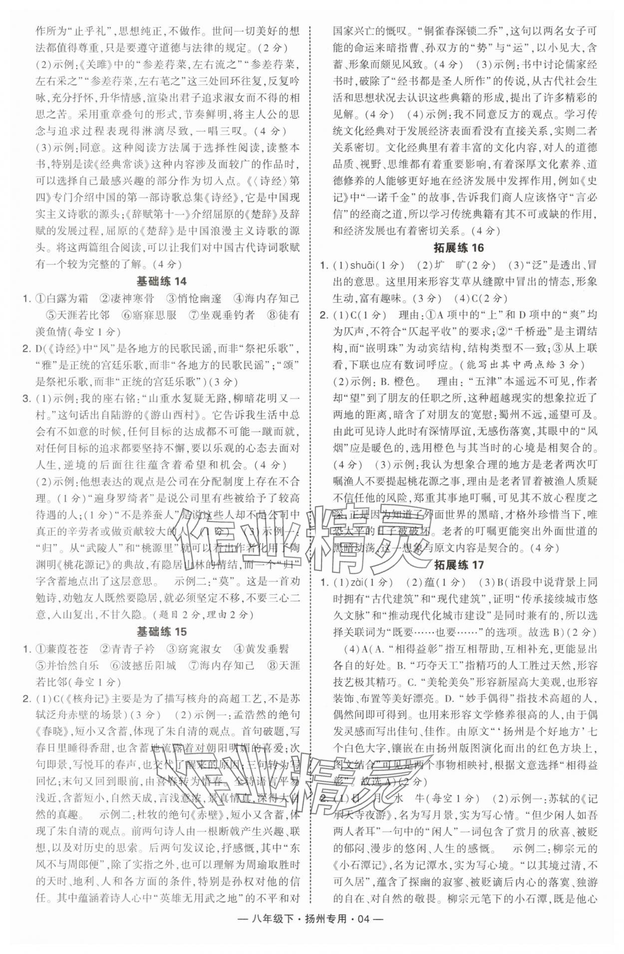 2025年學(xué)霸組合訓(xùn)練八年級語文下冊人教版揚(yáng)州專版 第4頁