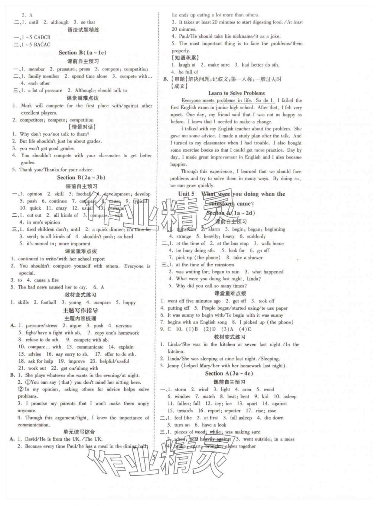 2025年領跑作業本八年級英語下冊人教版廣東專版 參考答案第5頁