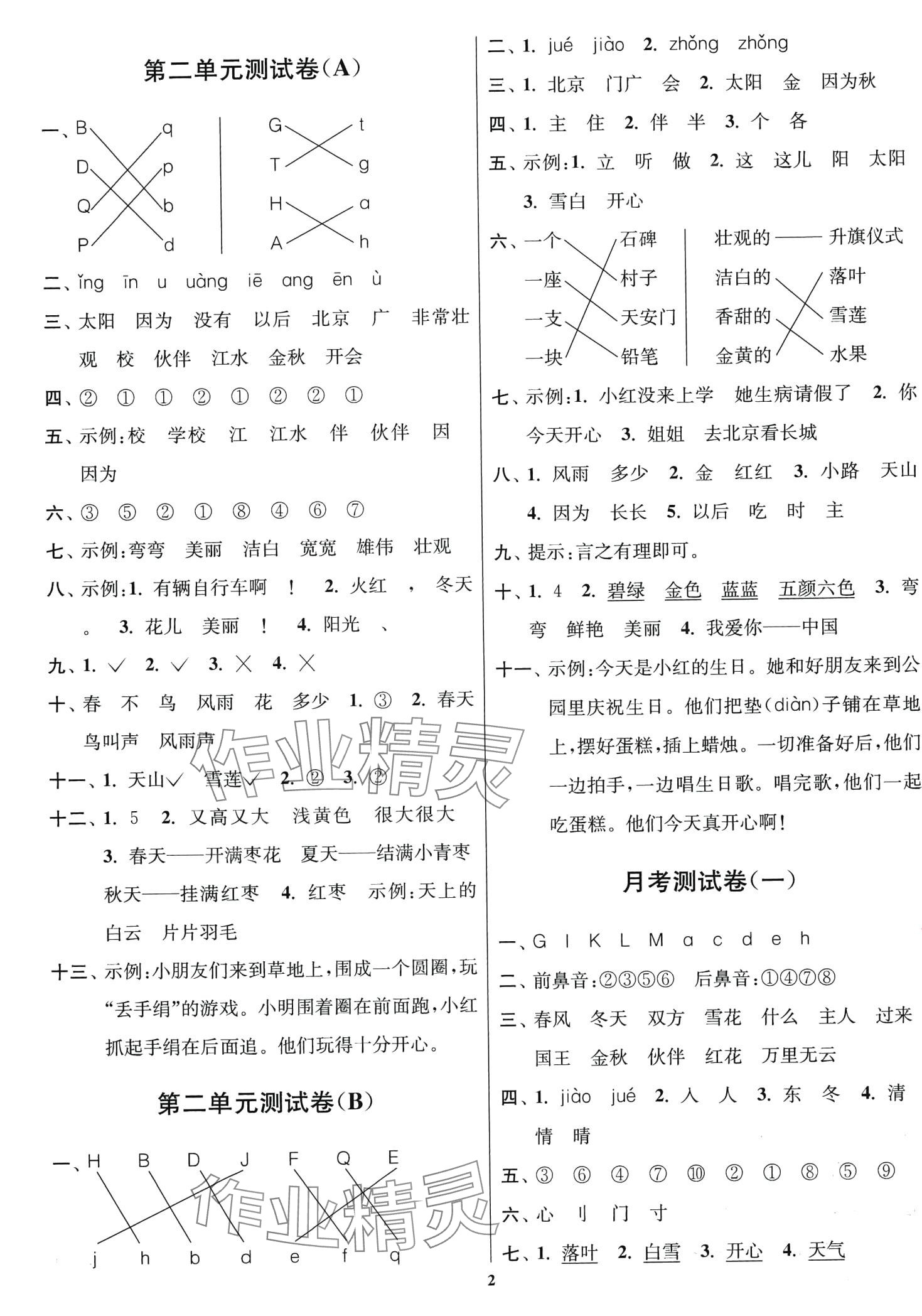 2024年隨堂測(cè)試卷江蘇鳳凰美術(shù)出版社一年級(jí)語(yǔ)文下冊(cè)人教版 第2頁(yè)