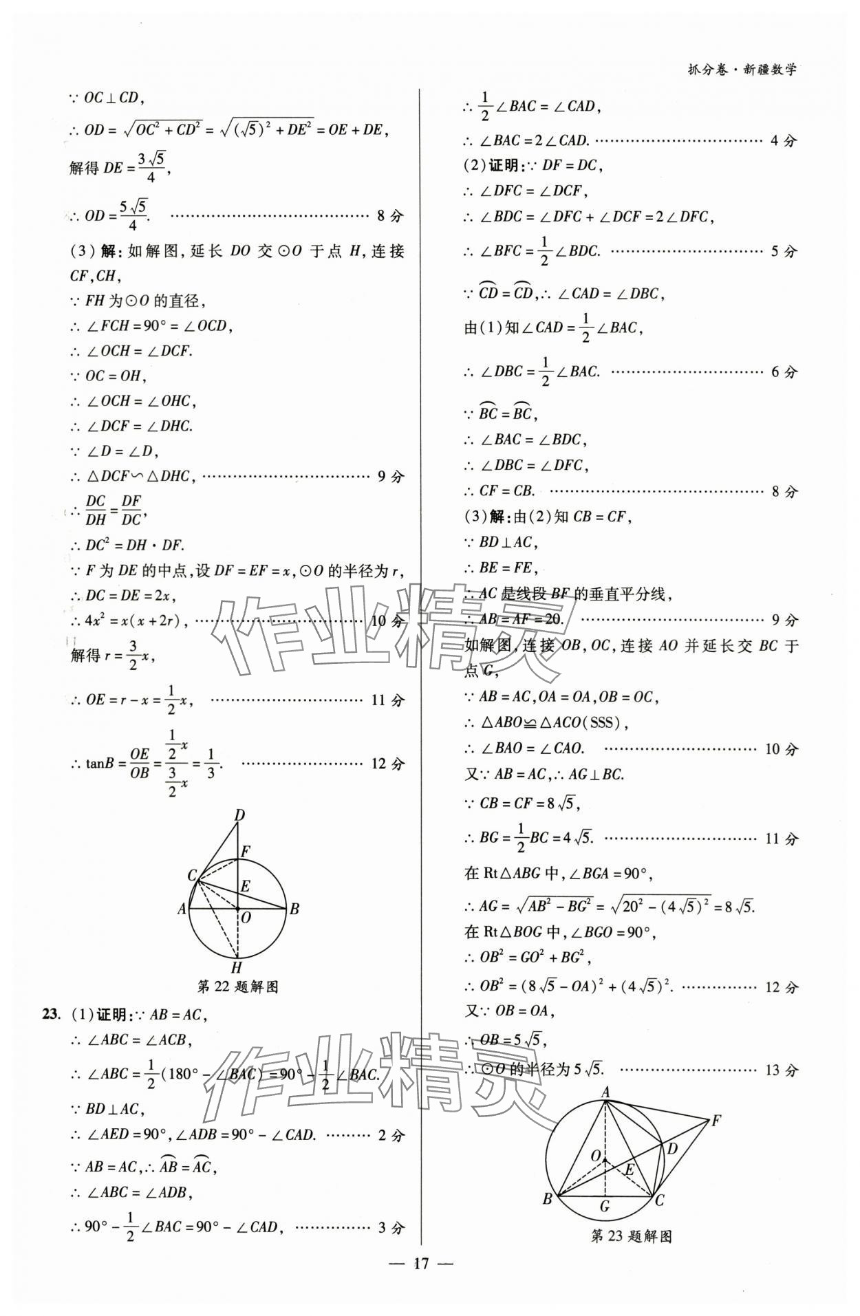 2024年抓分卷數(shù)學(xué)新疆專版&nbsp;參考答案第17頁