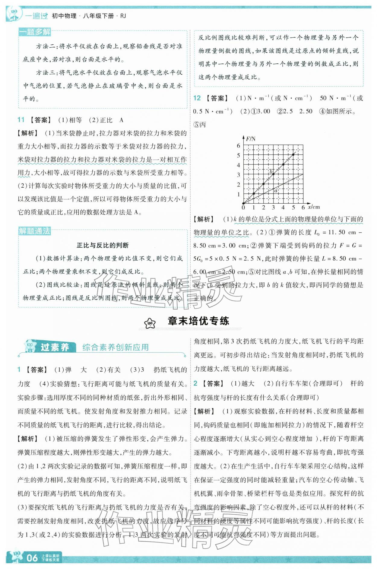 2026年一遍過八年級(jí)物理下冊(cè)人教版&nbsp;參考答案第6頁