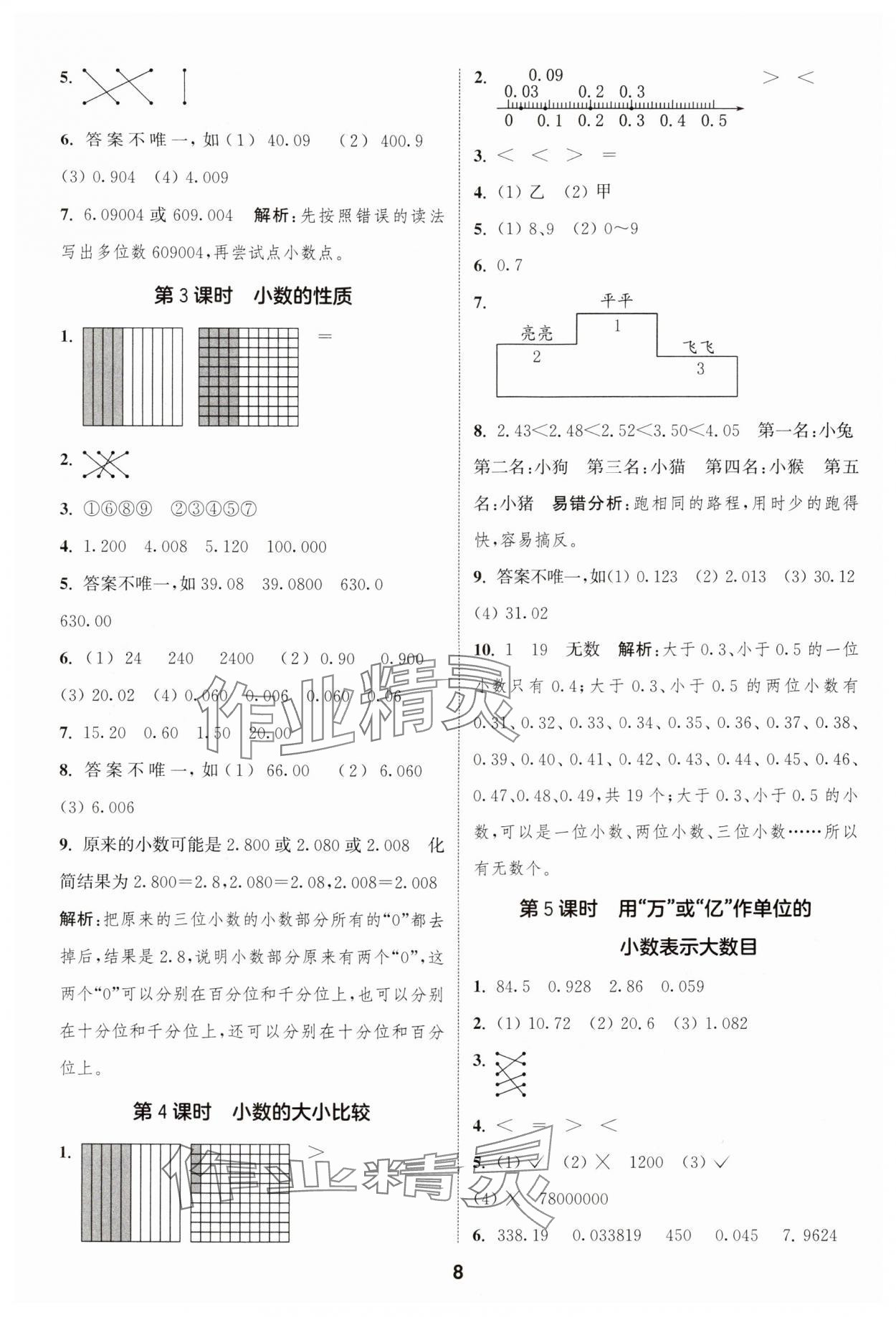 2024年通城學(xué)典課時(shí)作業(yè)本五年級(jí)數(shù)學(xué)上冊(cè)蘇教版江蘇專版 參考答案第8頁(yè)